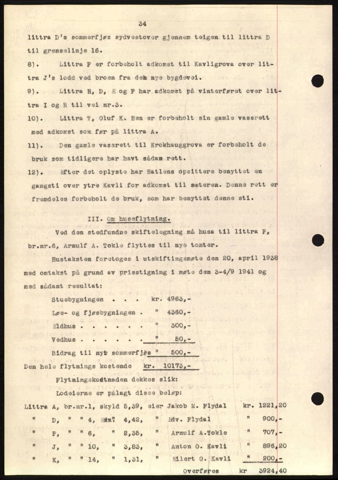 Romsdal sorenskriveri, AV/SAT-A-4149/1/2/2C: Mortgage book no. A13, 1942-1943, Diary no: : 27/1943