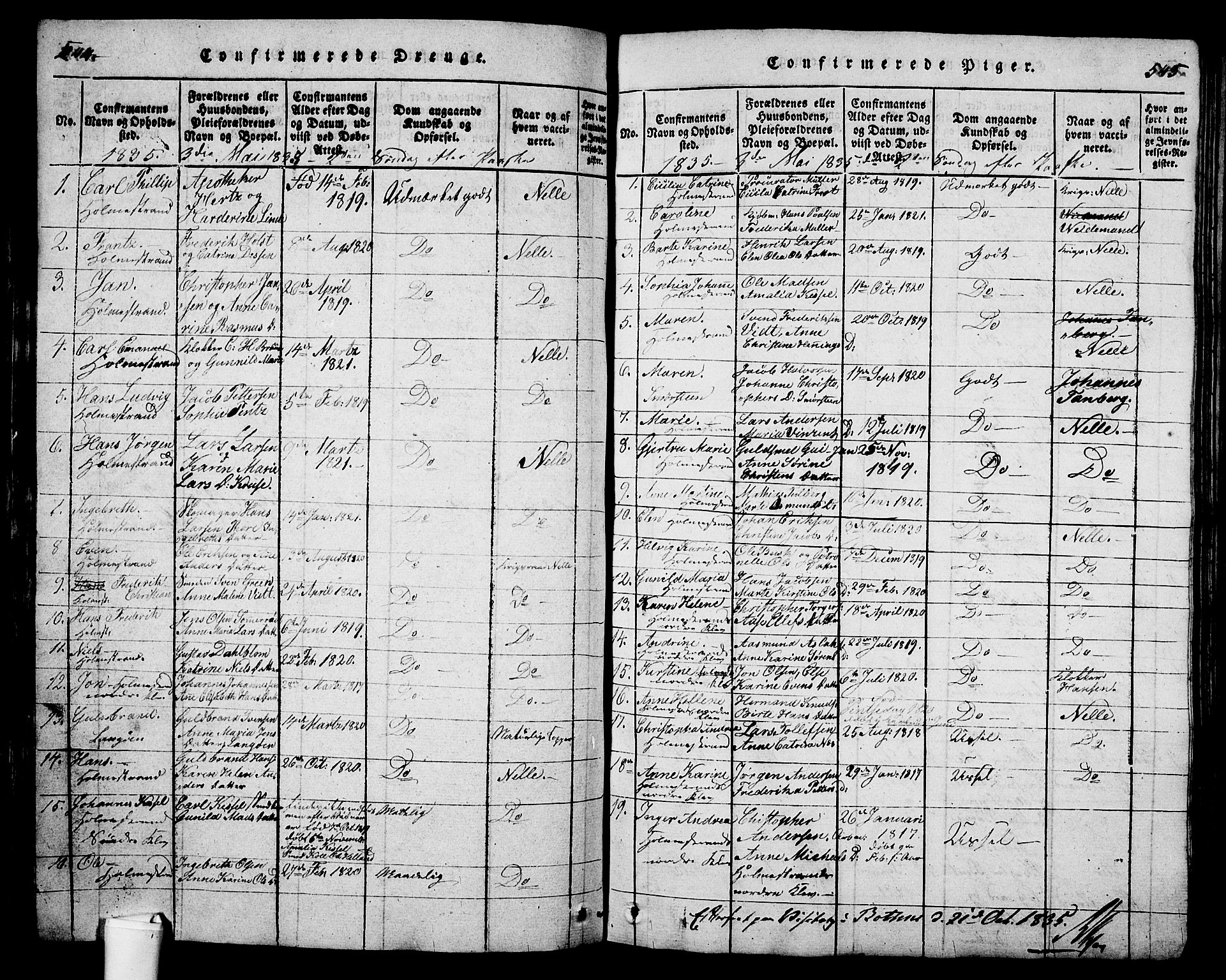Holmestrand kirkebøker, SAKO/A-346/G/Ga/L0001: Parish register (copy) no. 1, 1814-1848, p. 544-545