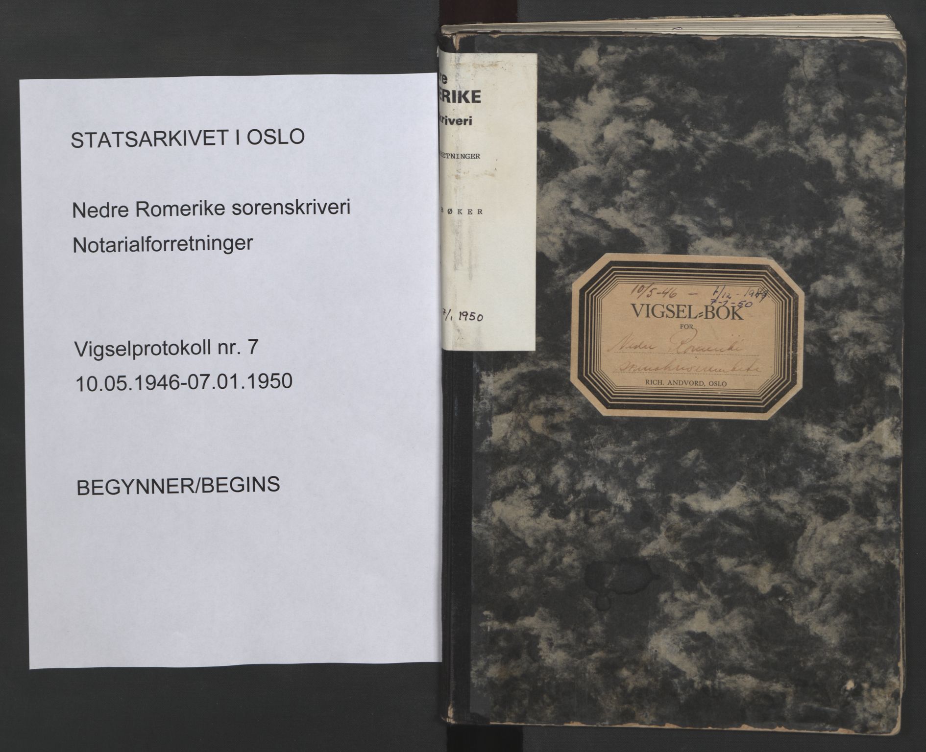 Nedre Romerike sorenskriveri, SAO/A-10469/L/Lb/L0007: Vigselsbok - borgerlige vielser, 1946-1950