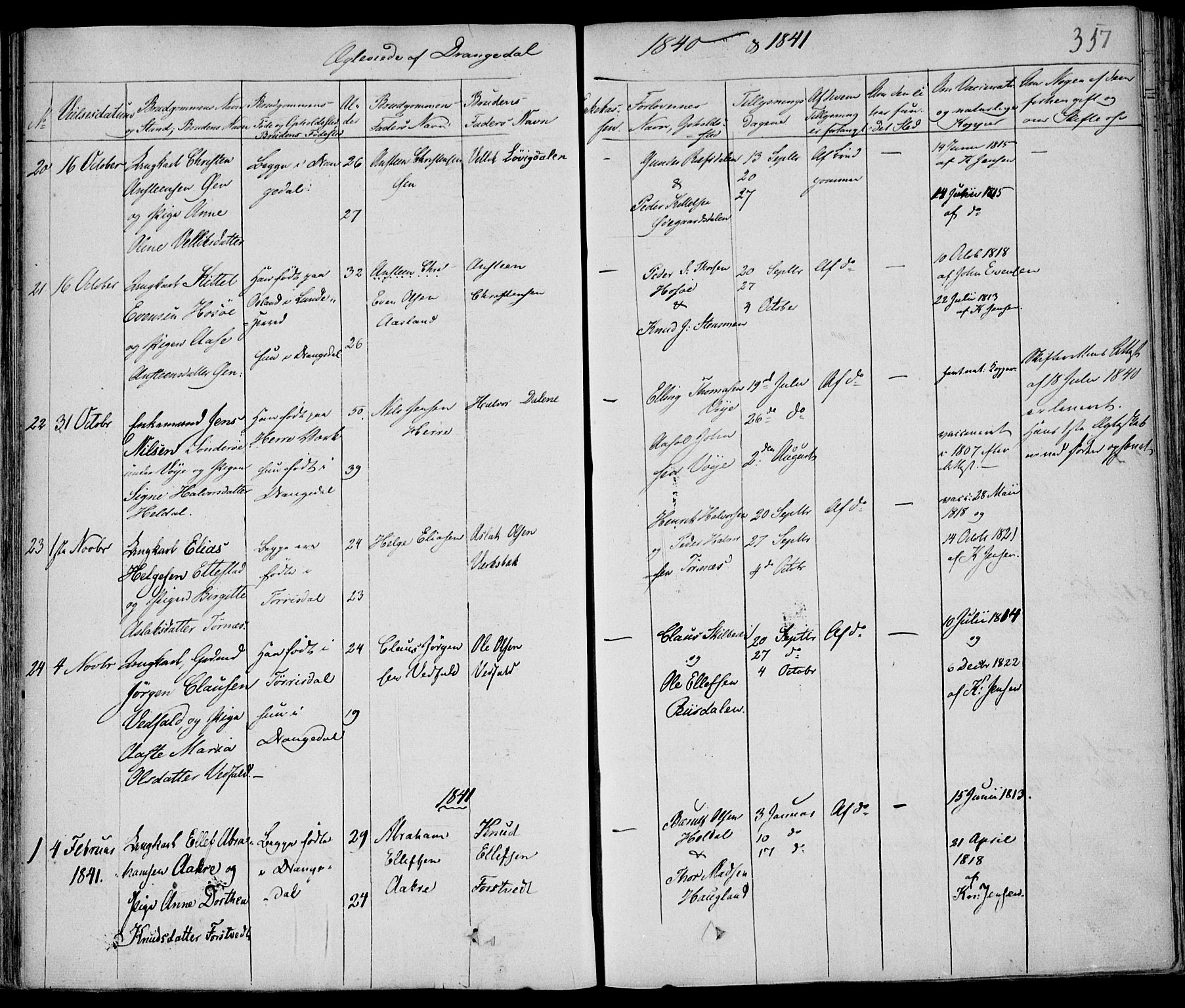 Drangedal kirkebøker, SAKO/A-258/F/Fa/L0007a: Parish register (official) no. 7a, 1837-1856, p. 357