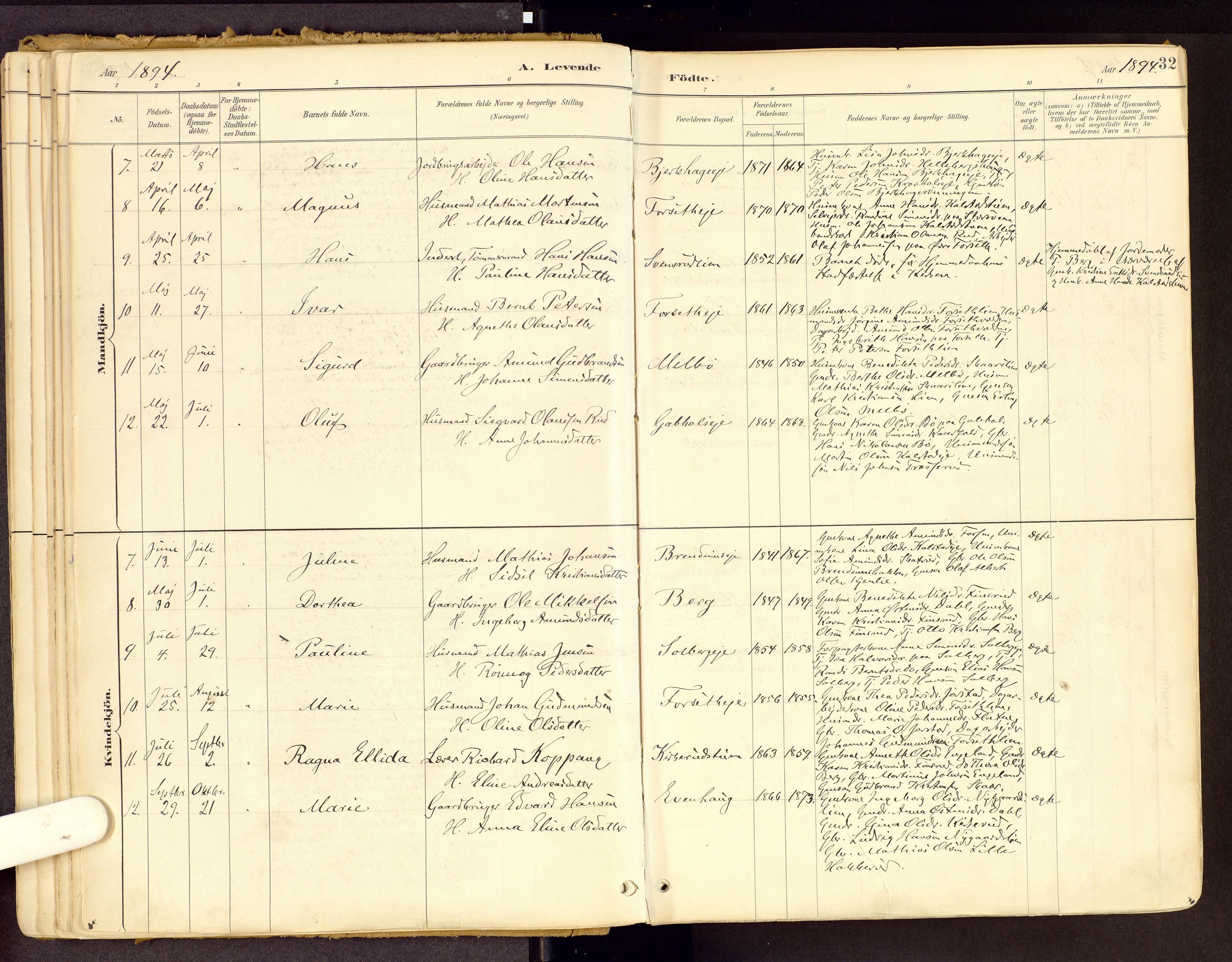 Vestre Gausdal prestekontor, SAH/PREST-094/H/Ha/Haa/L0001: Parish register (official) no. 1, 1887-1914, p. 32