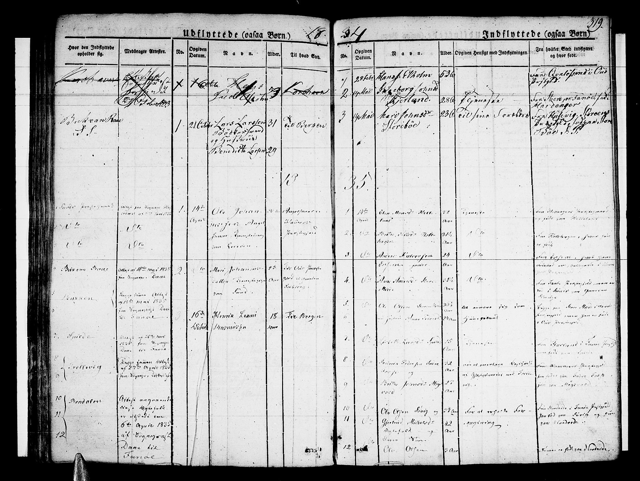 Sund sokneprestembete, SAB/A-99930: Parish register (official) no. A 12, 1825-1835, p. 319