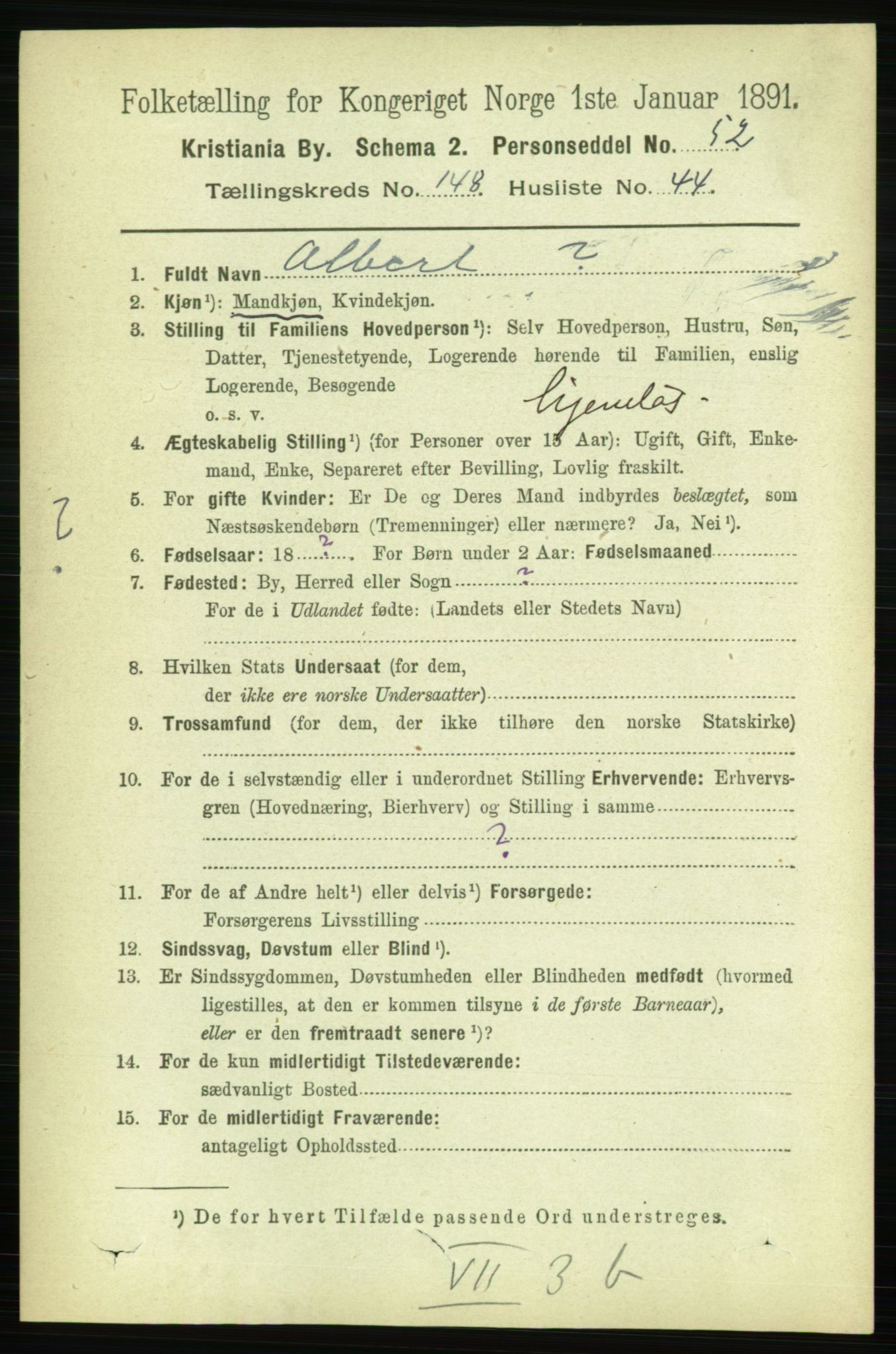 RA, 1891 census for 0301 Kristiania, 1891, p. 83088