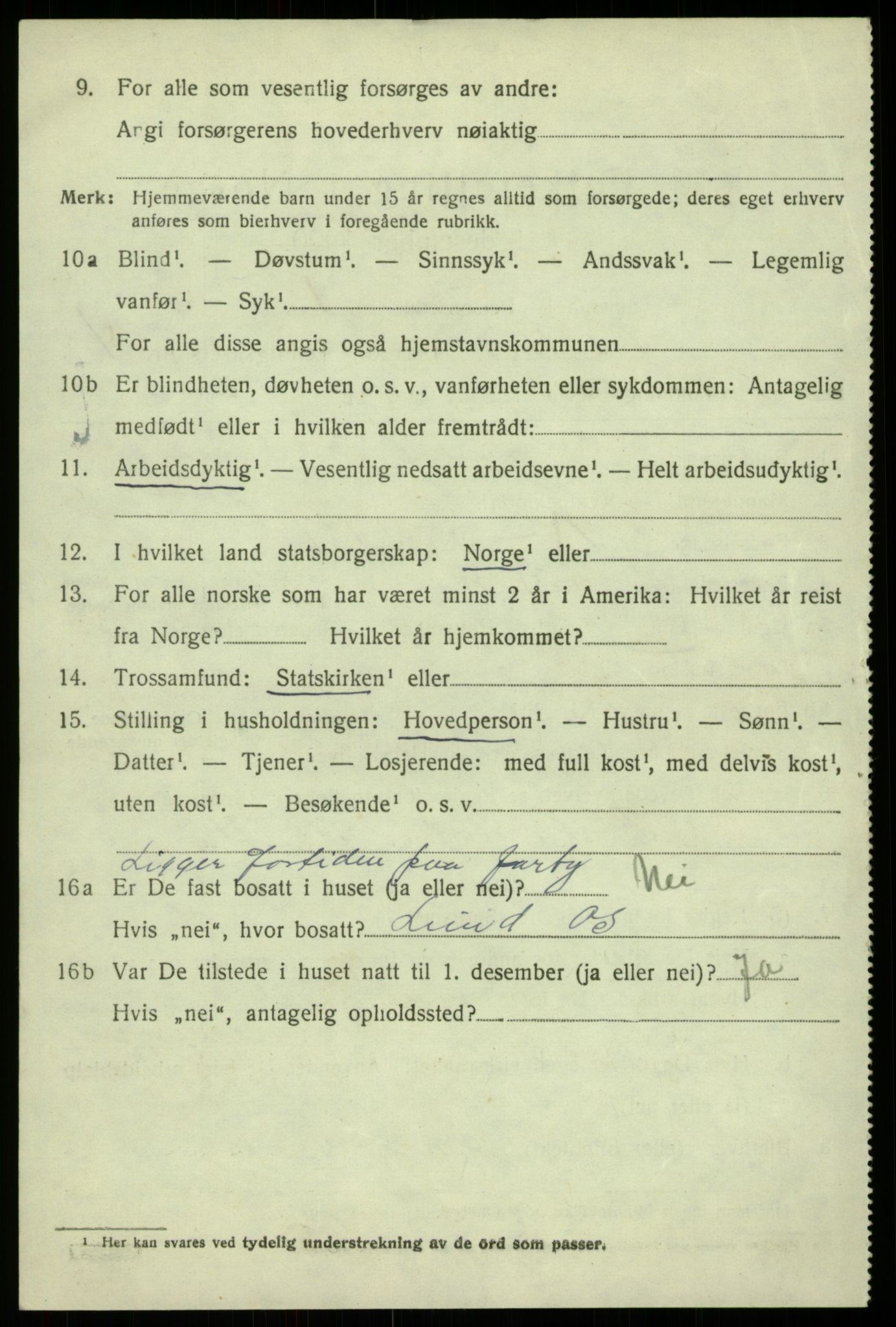 SAB, 1920 census for Os, 1920, p. 3663