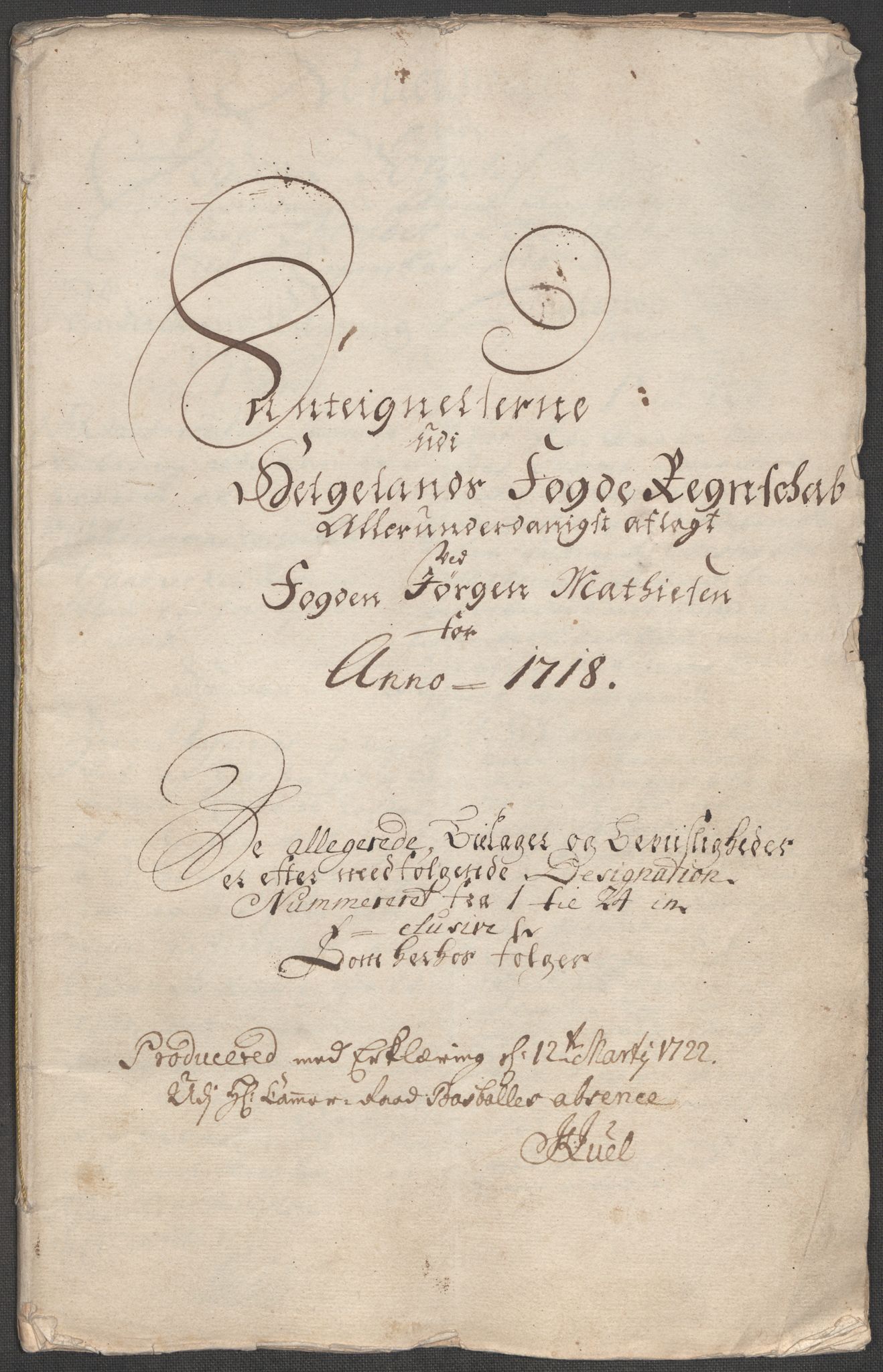 Rentekammeret inntil 1814, Reviderte regnskaper, Fogderegnskap, AV/RA-EA-4092/R65/L4516: Fogderegnskap Helgeland, 1718, p. 295