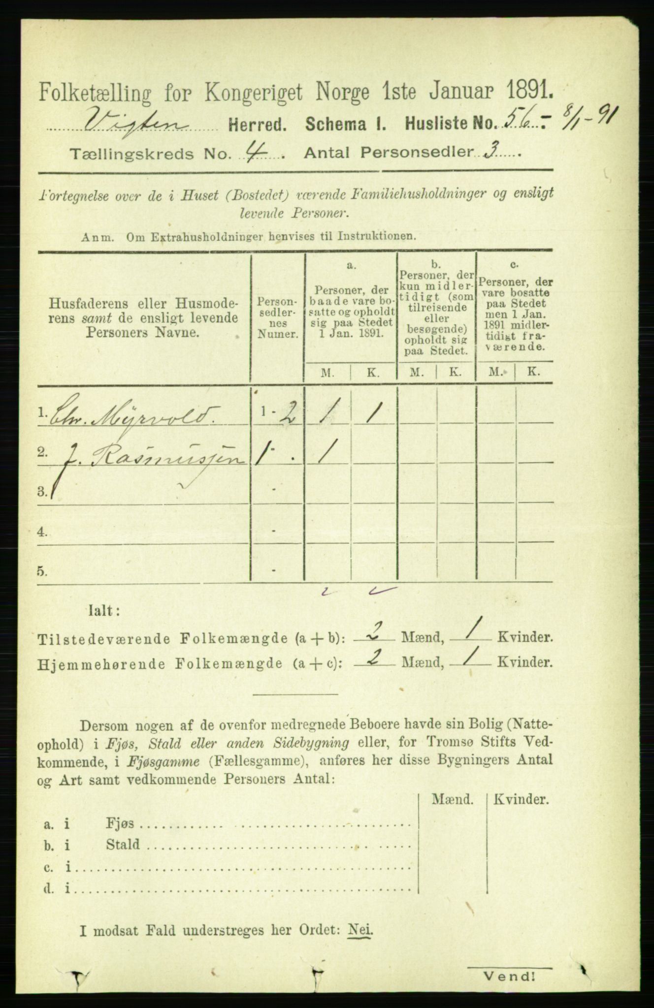 RA, 1891 census for 1750 Vikna, 1891, p. 2299