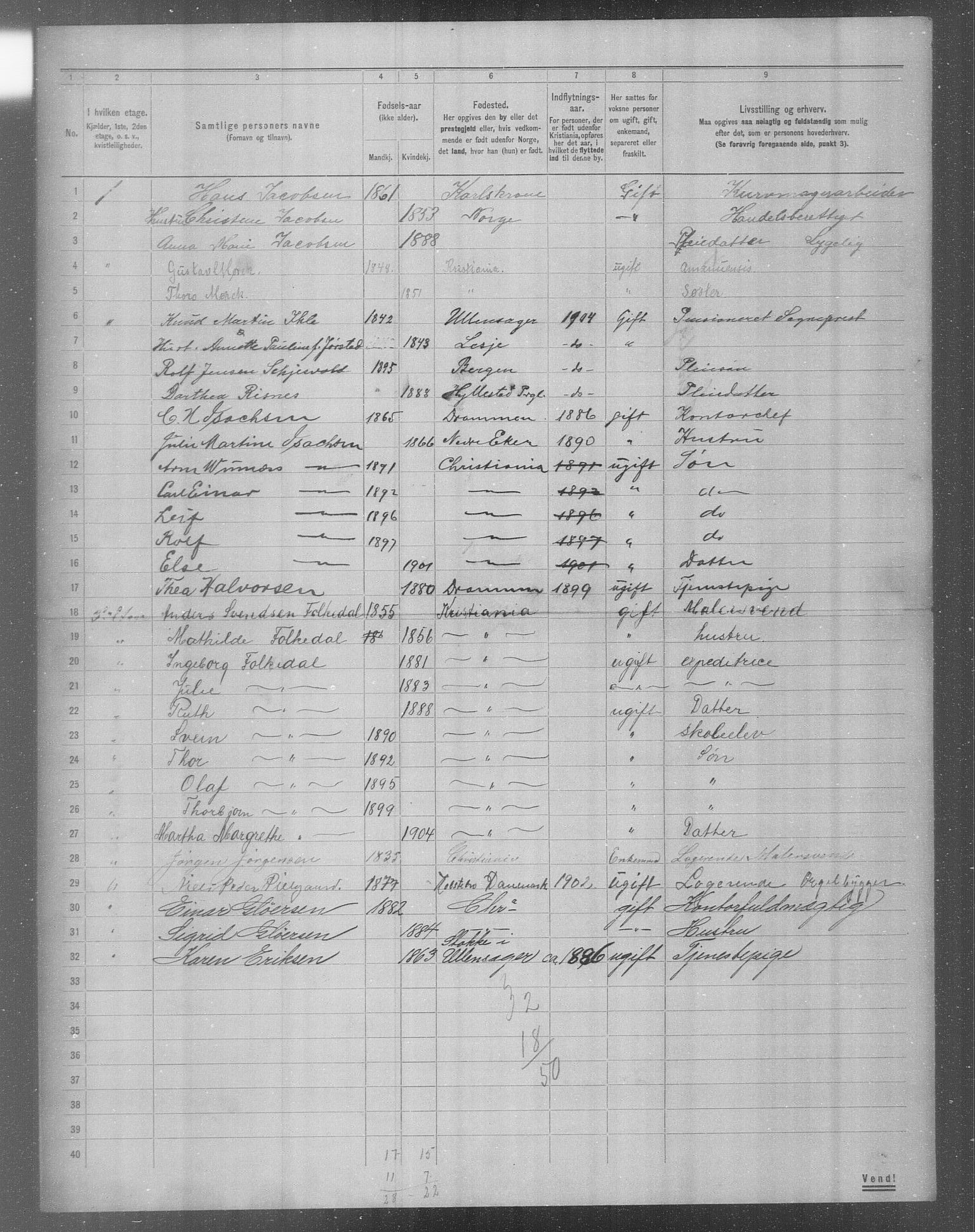 OBA, Municipal Census 1904 for Kristiania, 1904, p. 17462