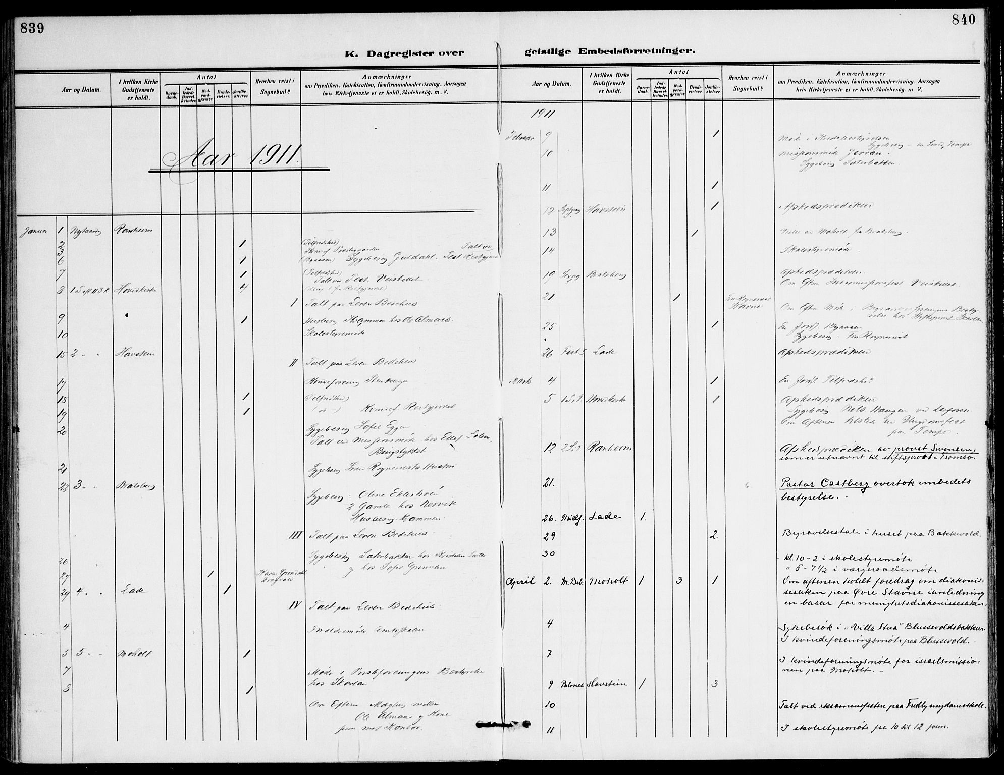 Ministerialprotokoller, klokkerbøker og fødselsregistre - Sør-Trøndelag, AV/SAT-A-1456/607/L0320: Parish register (official) no. 607A04, 1907-1915, p. 839-840