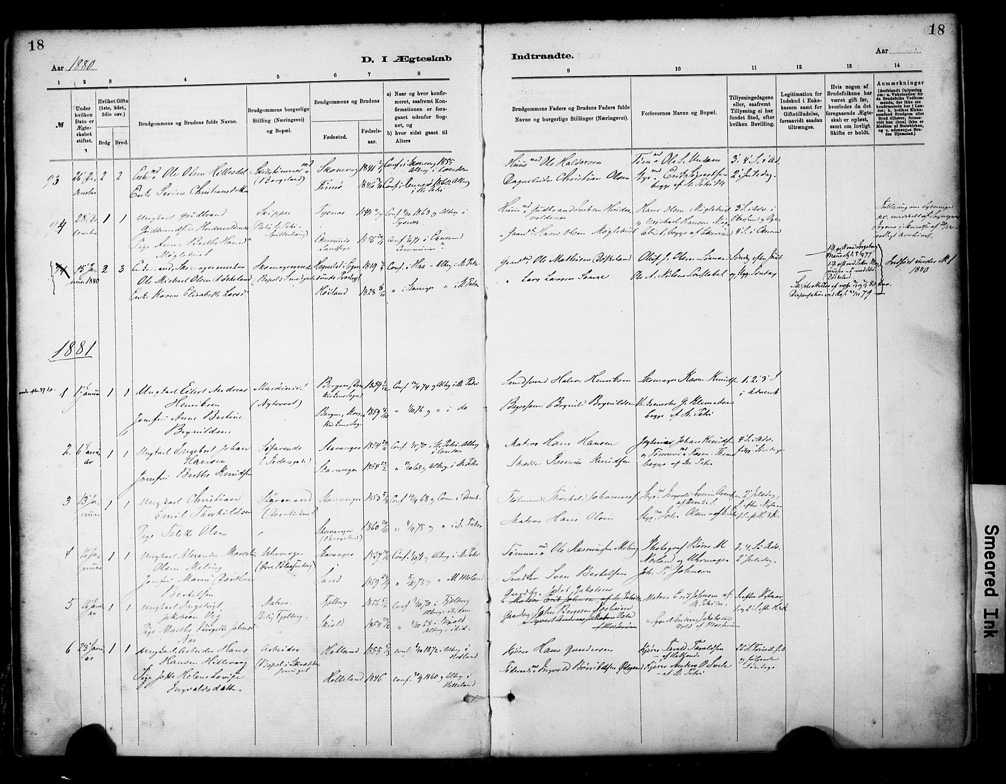 St. Petri sokneprestkontor, SAST/A-101813/001/30/30BA/L0018: Parish register (official) no. A 19, 1879-1900, p. 18