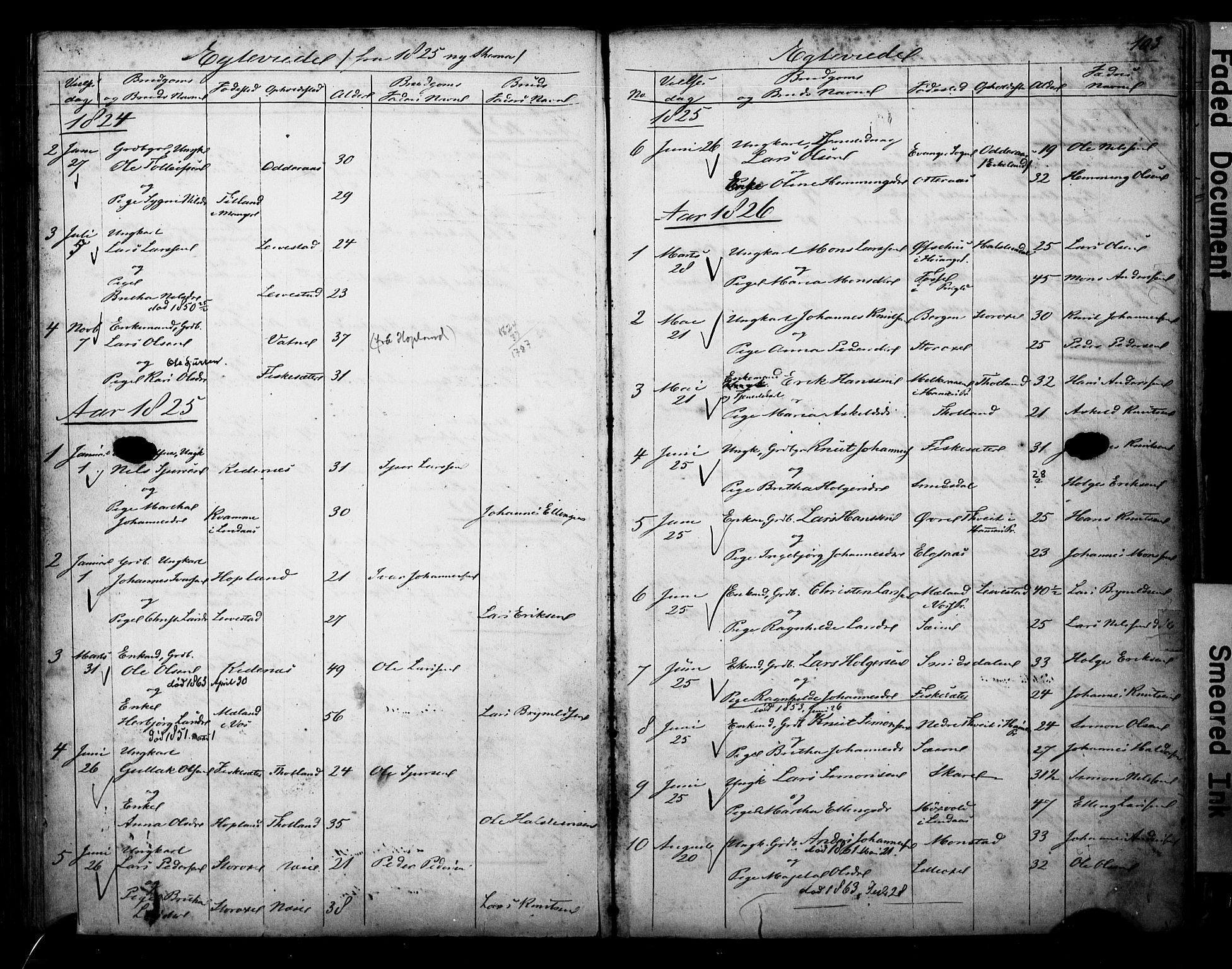 Alversund Sokneprestembete, SAB/A-73901/H/Ha/Hab: Parish register (copy) no. D 1, 1800-1870, p. 103