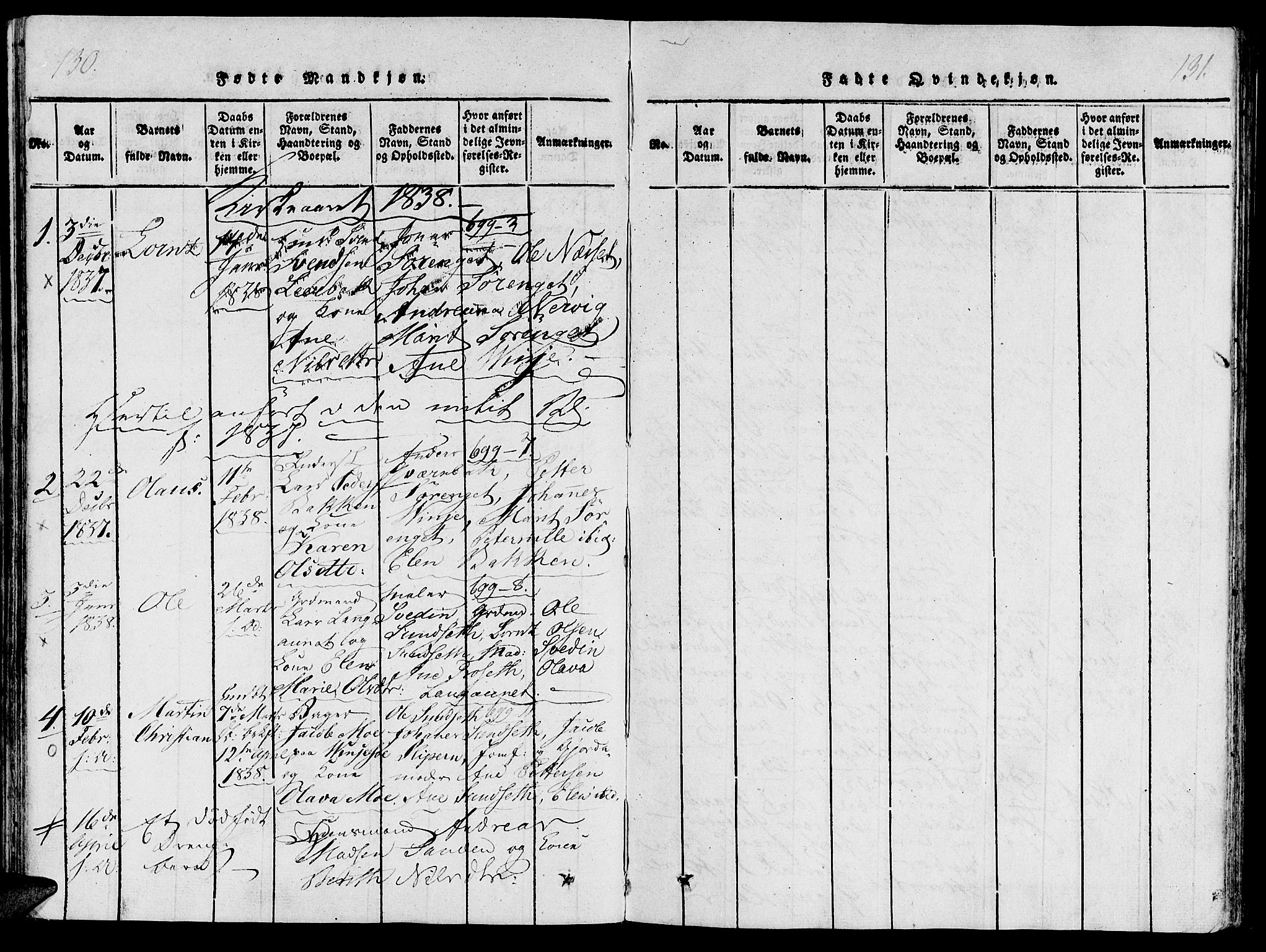 Ministerialprotokoller, klokkerbøker og fødselsregistre - Nord-Trøndelag, SAT/A-1458/733/L0322: Parish register (official) no. 733A01, 1817-1842, p. 130-131