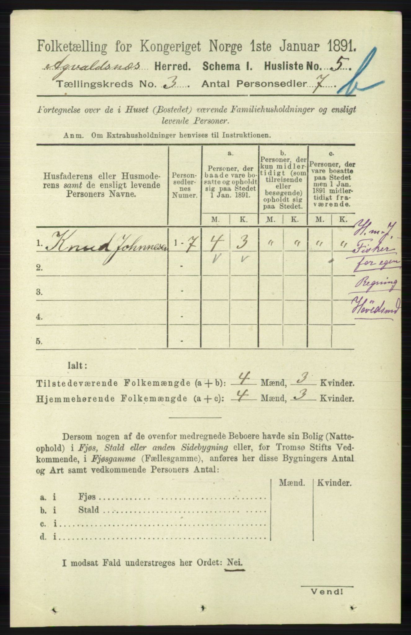 RA, 1891 census for 1147 Avaldsnes, 1891, p. 2503