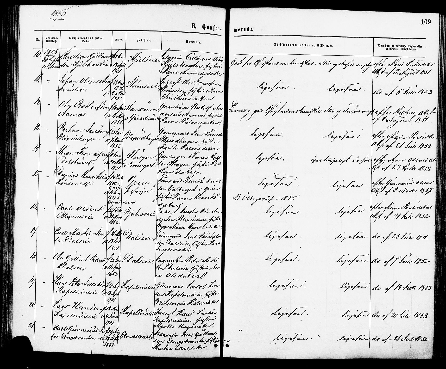 Nittedal prestekontor Kirkebøker, SAO/A-10365a/F/Fa/L0006: Parish register (official) no. I 6, 1863-1878, p. 169
