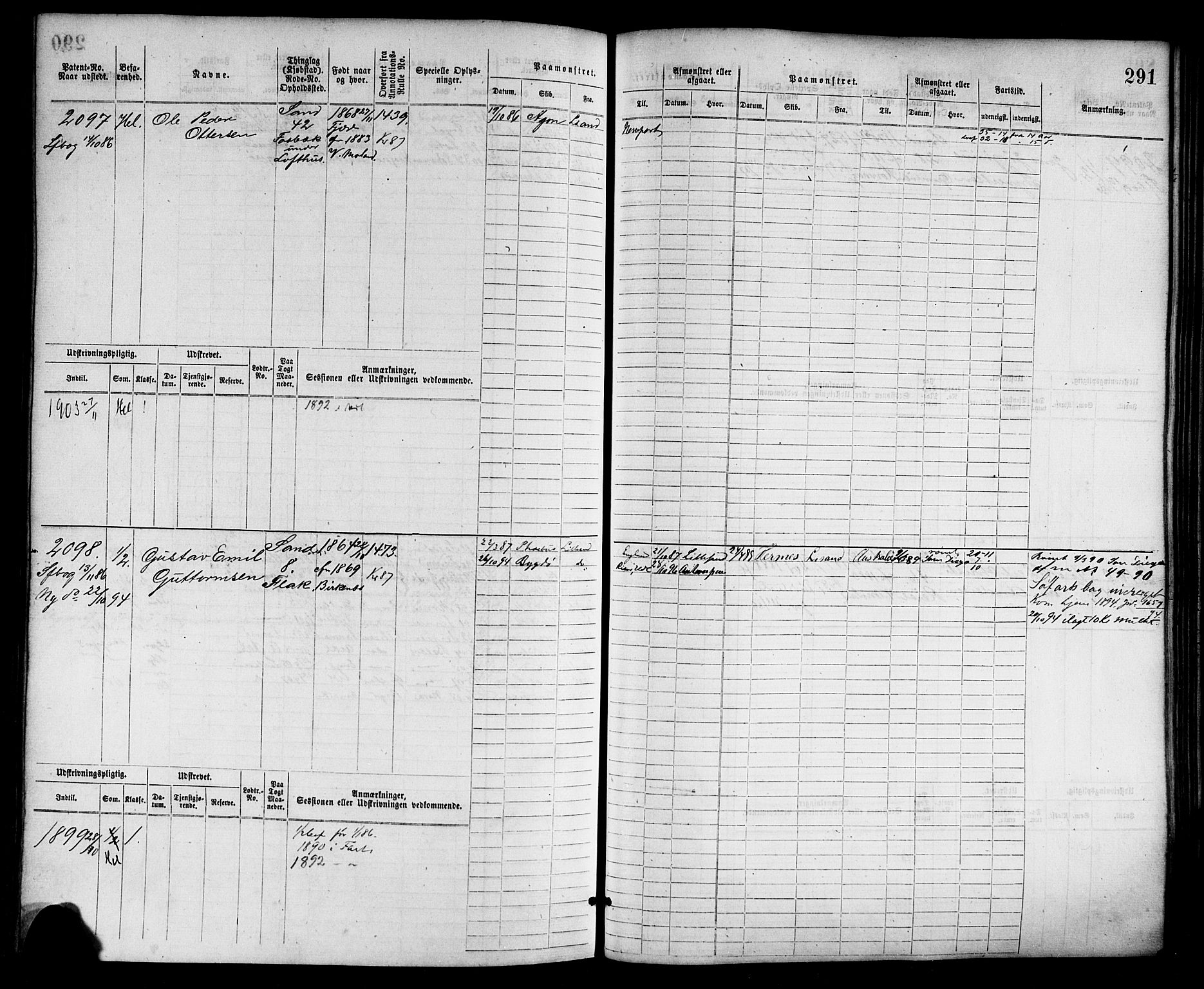 Lillesand mønstringskrets, AV/SAK-2031-0014/F/Fb/L0014: Hovedrulle nr 1517-2278 uten register, G-5, 1877-1920, p. 300