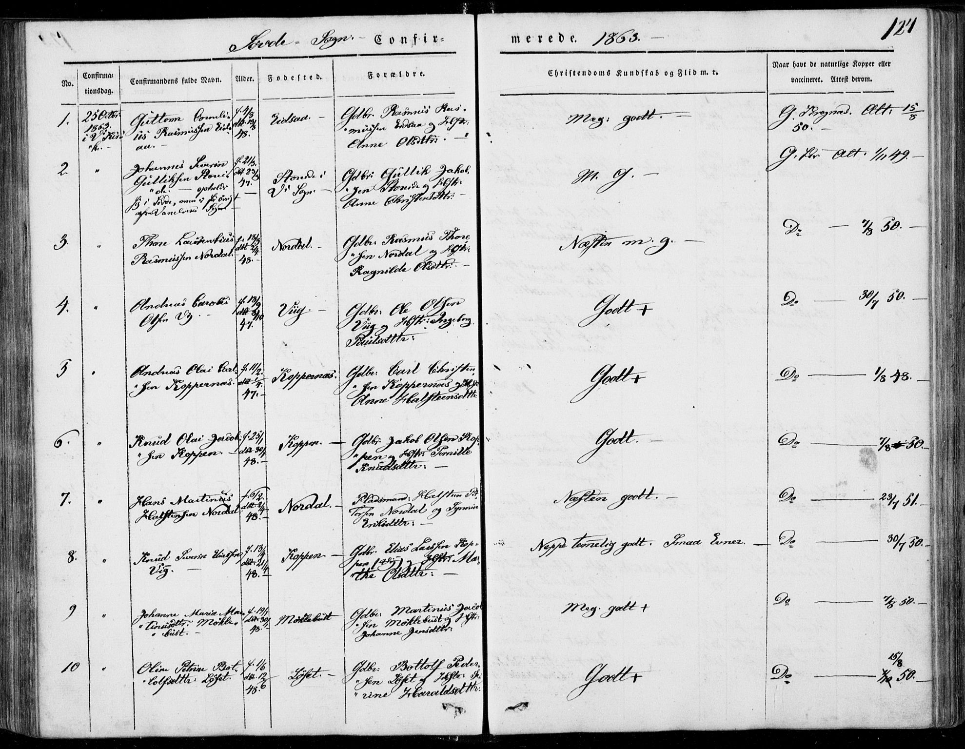 Ministerialprotokoller, klokkerbøker og fødselsregistre - Møre og Romsdal, SAT/A-1454/502/L0023: Parish register (official) no. 502A01, 1844-1873, p. 124