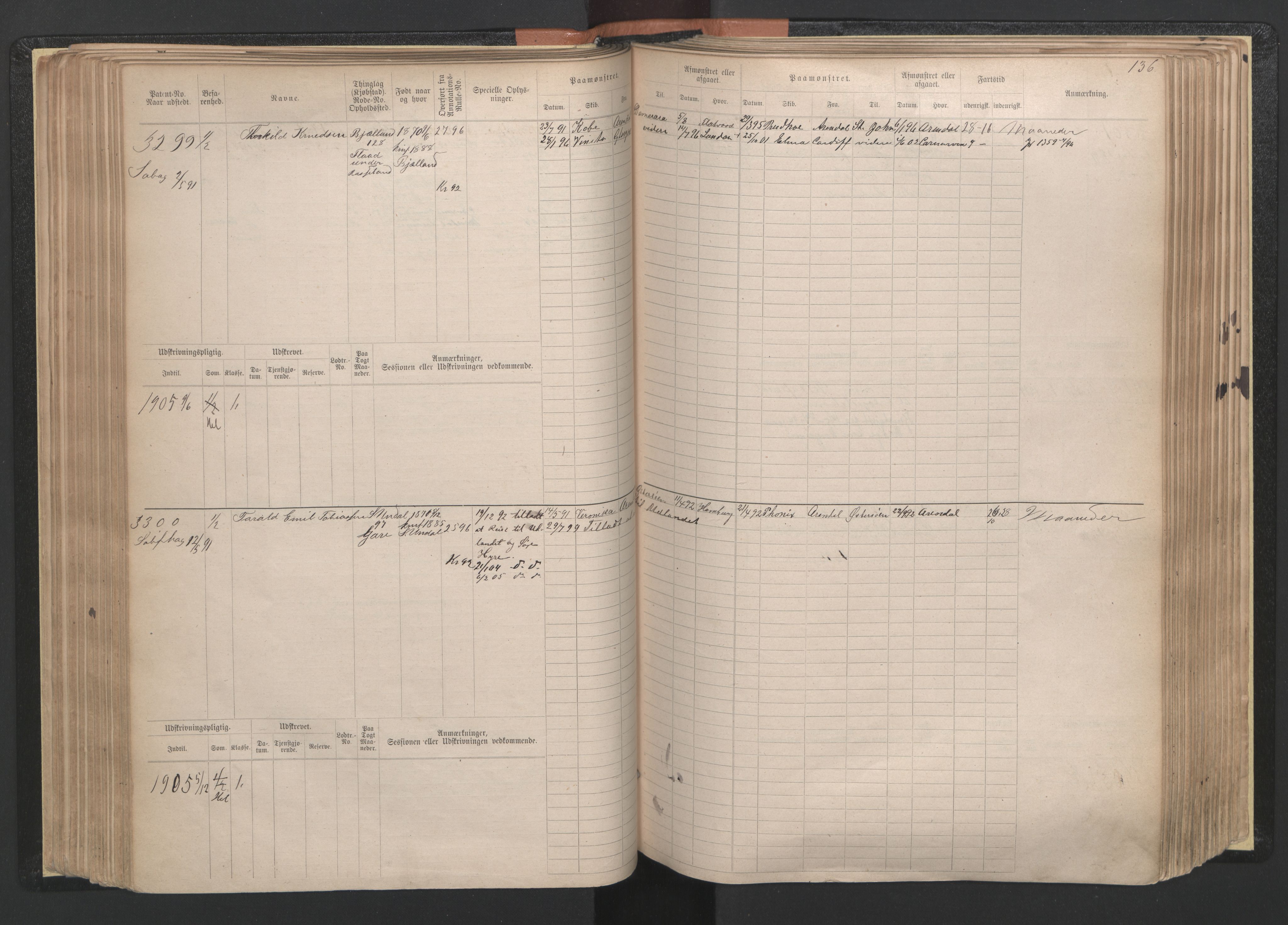 Mandal mønstringskrets, SAK/2031-0016/F/Fb/L0005: Hovedrulle nr 3033-3794, L-10, 1888-1940, p. 138