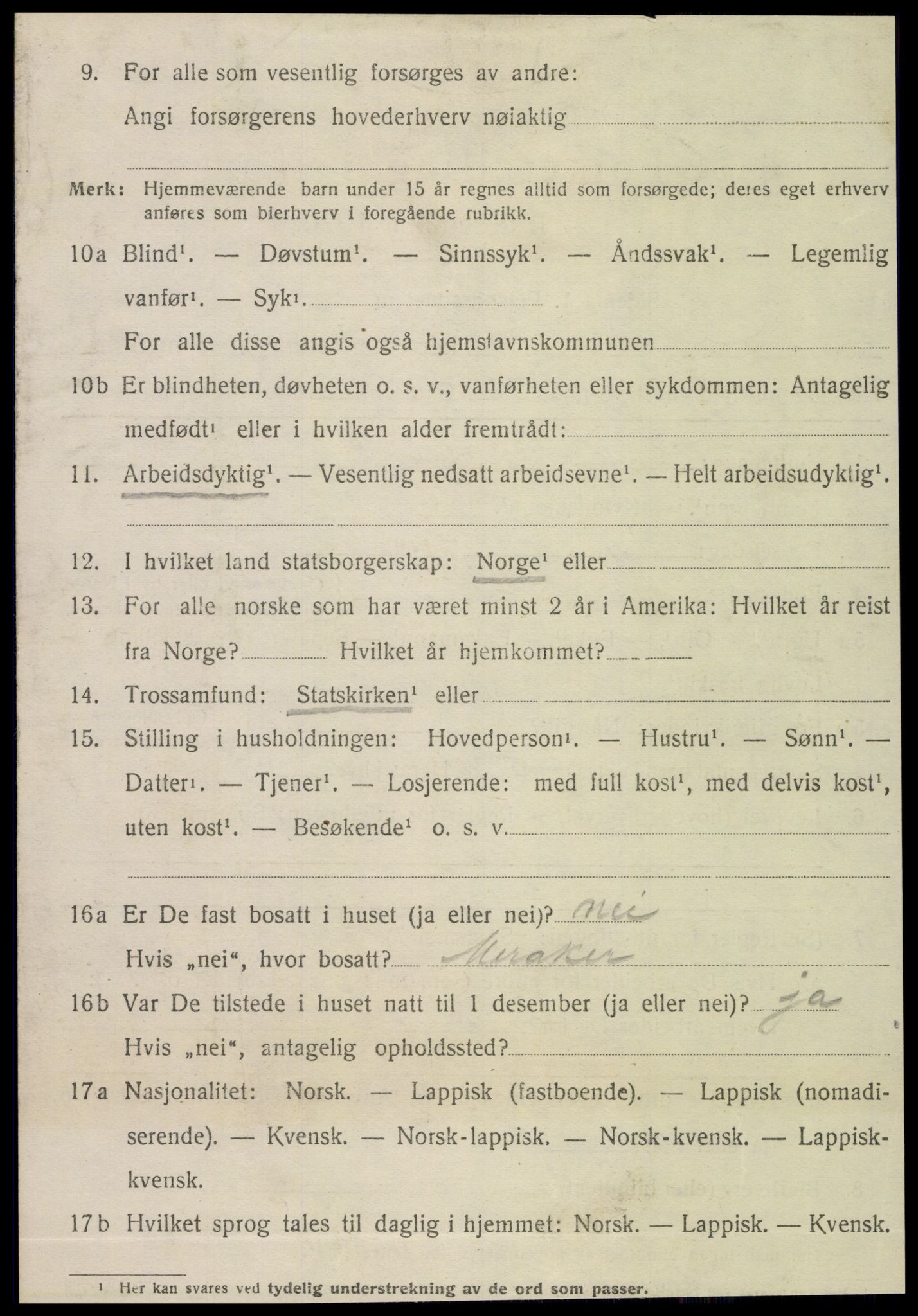 SAT, 1920 census for Meråker, 1920, p. 6209