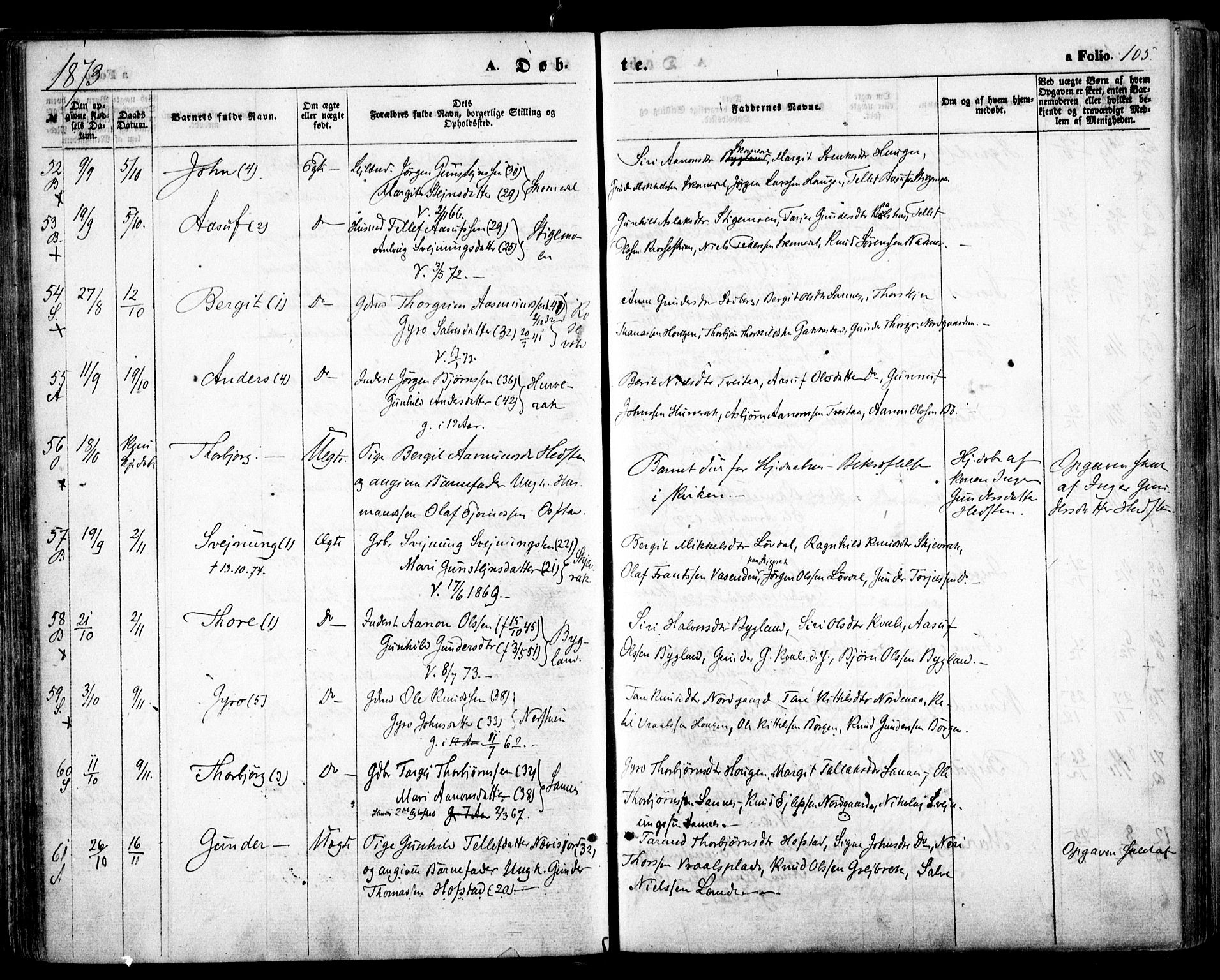 Bygland sokneprestkontor, SAK/1111-0006/F/Fa/Fab/L0005: Parish register (official) no. A 5, 1859-1873, p. 105