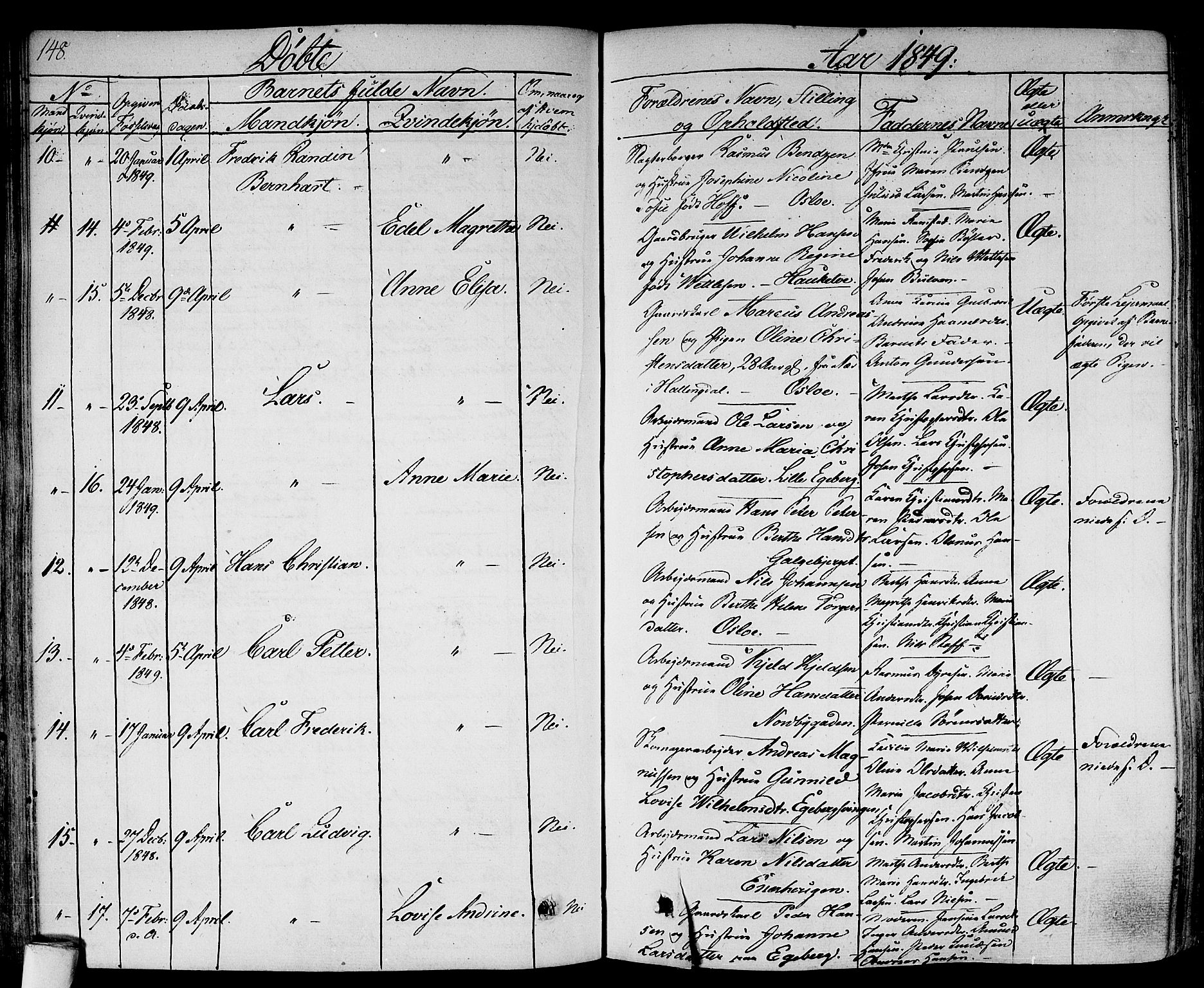 Gamlebyen prestekontor Kirkebøker, SAO/A-10884/F/Fa/L0003: Parish register (official) no. 3, 1829-1849, p. 148