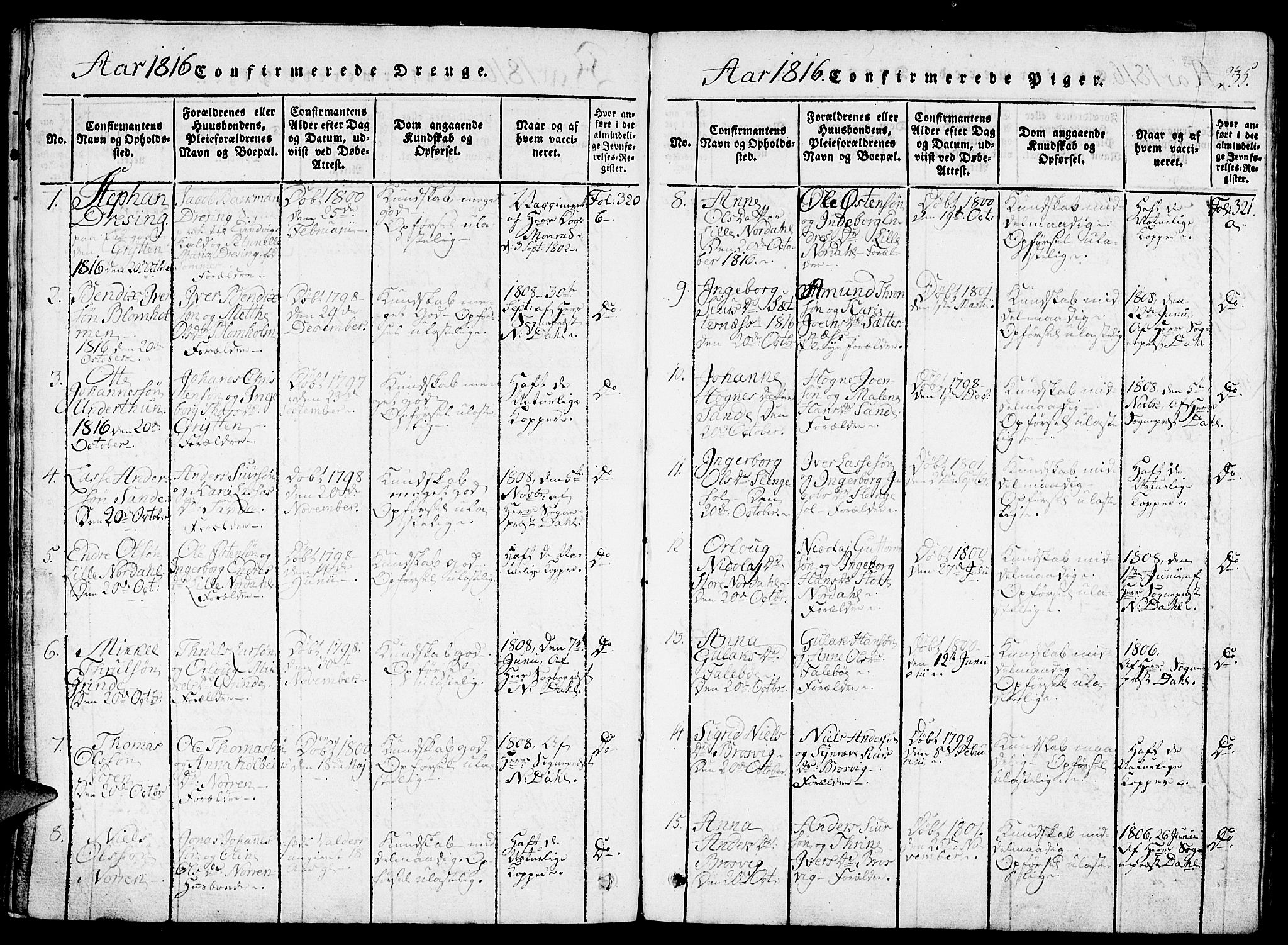 Gulen sokneprestembete, AV/SAB-A-80201/H/Haa/Haaa/L0018: Parish register (official) no. A 18, 1816-1825, p. 235