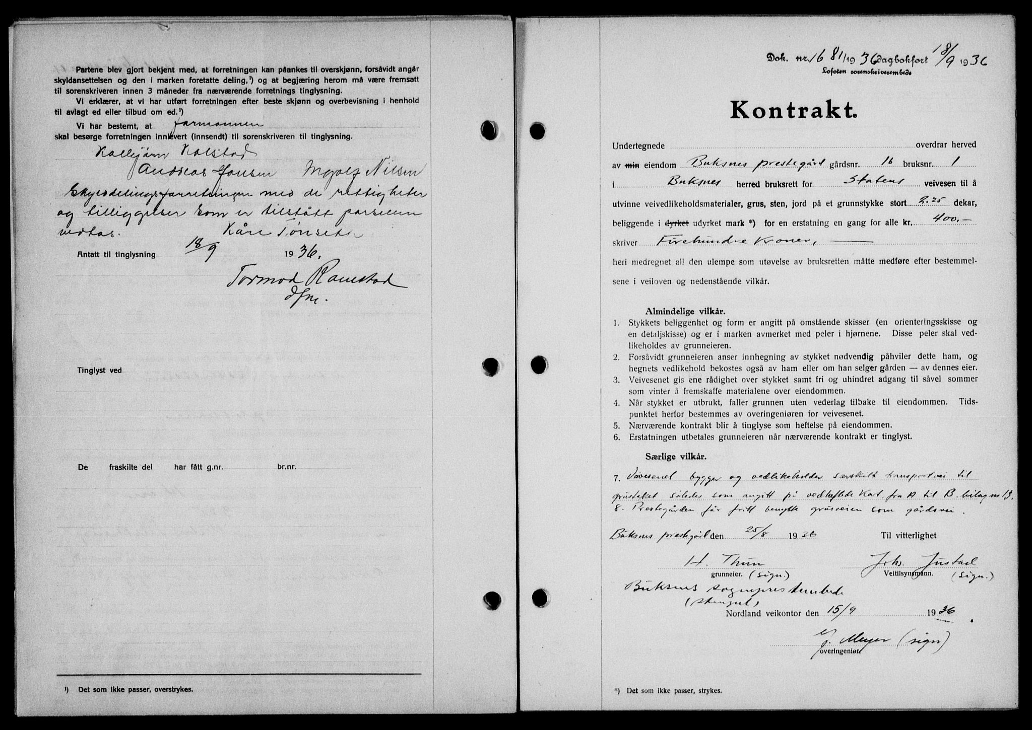 Lofoten sorenskriveri, SAT/A-0017/1/2/2C/L0001a: Mortgage book no. 1a, 1936-1937, Diary no: : 1681/1936