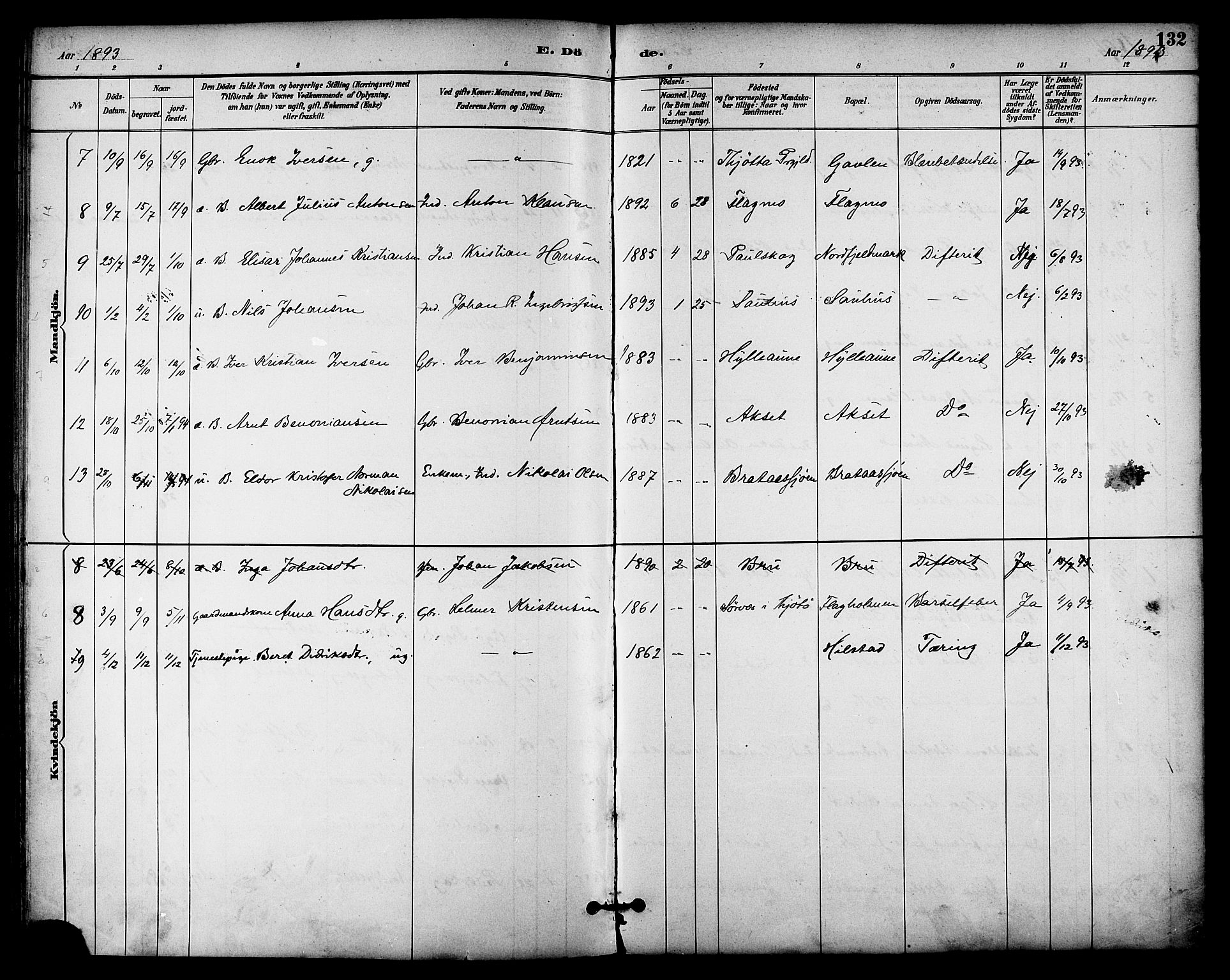 Ministerialprotokoller, klokkerbøker og fødselsregistre - Nordland, AV/SAT-A-1459/814/L0226: Parish register (official) no. 814A07, 1886-1898, p. 132