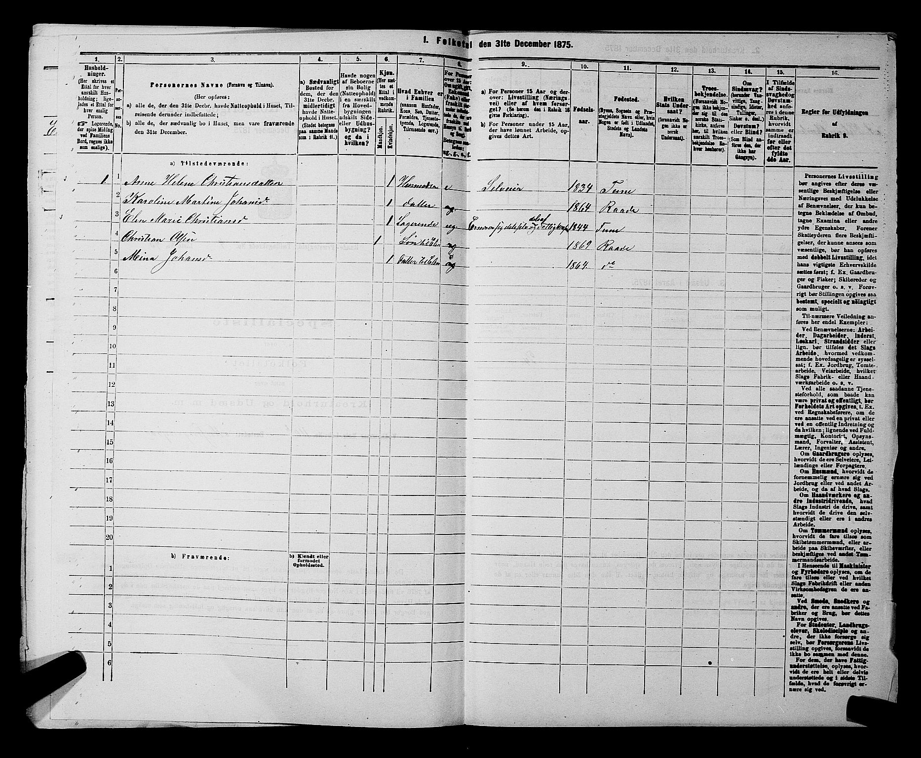 RA, 1875 census for 0135P Råde, 1875, p. 976