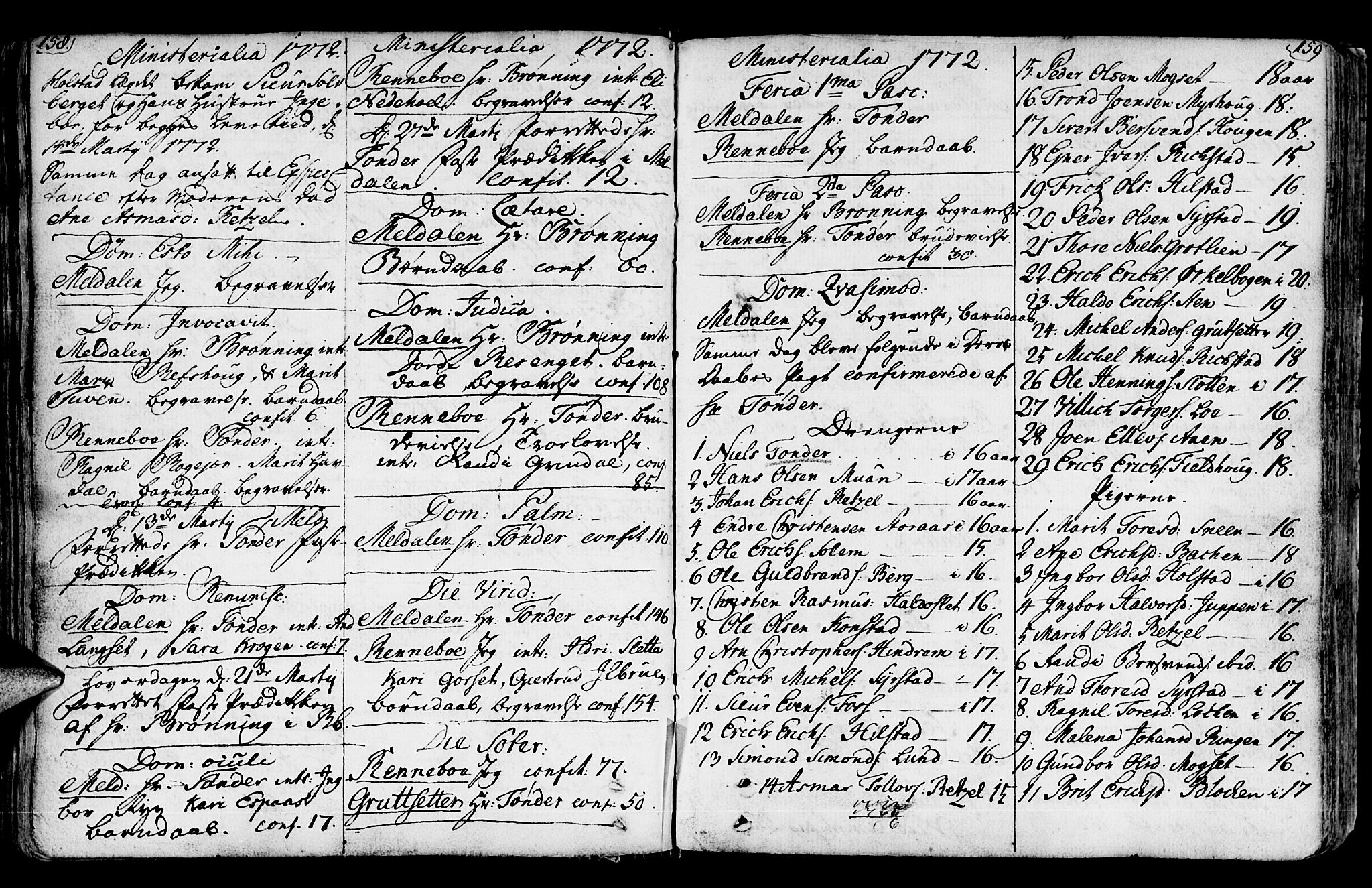 Ministerialprotokoller, klokkerbøker og fødselsregistre - Sør-Trøndelag, SAT/A-1456/672/L0851: Parish register (official) no. 672A04, 1751-1775, p. 158-159
