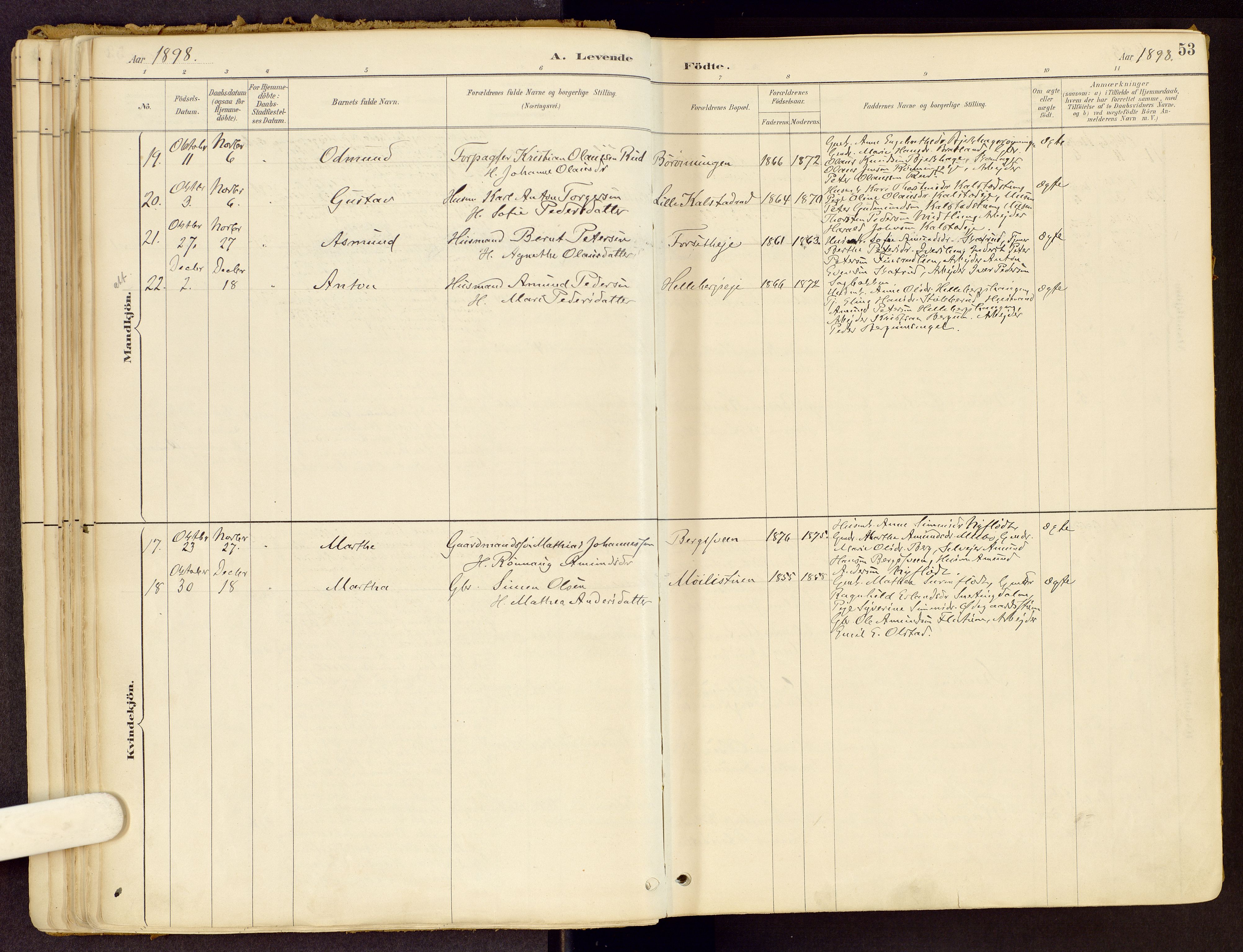 Vestre Gausdal prestekontor, SAH/PREST-094/H/Ha/Haa/L0001: Parish register (official) no. 1, 1887-1914, p. 53