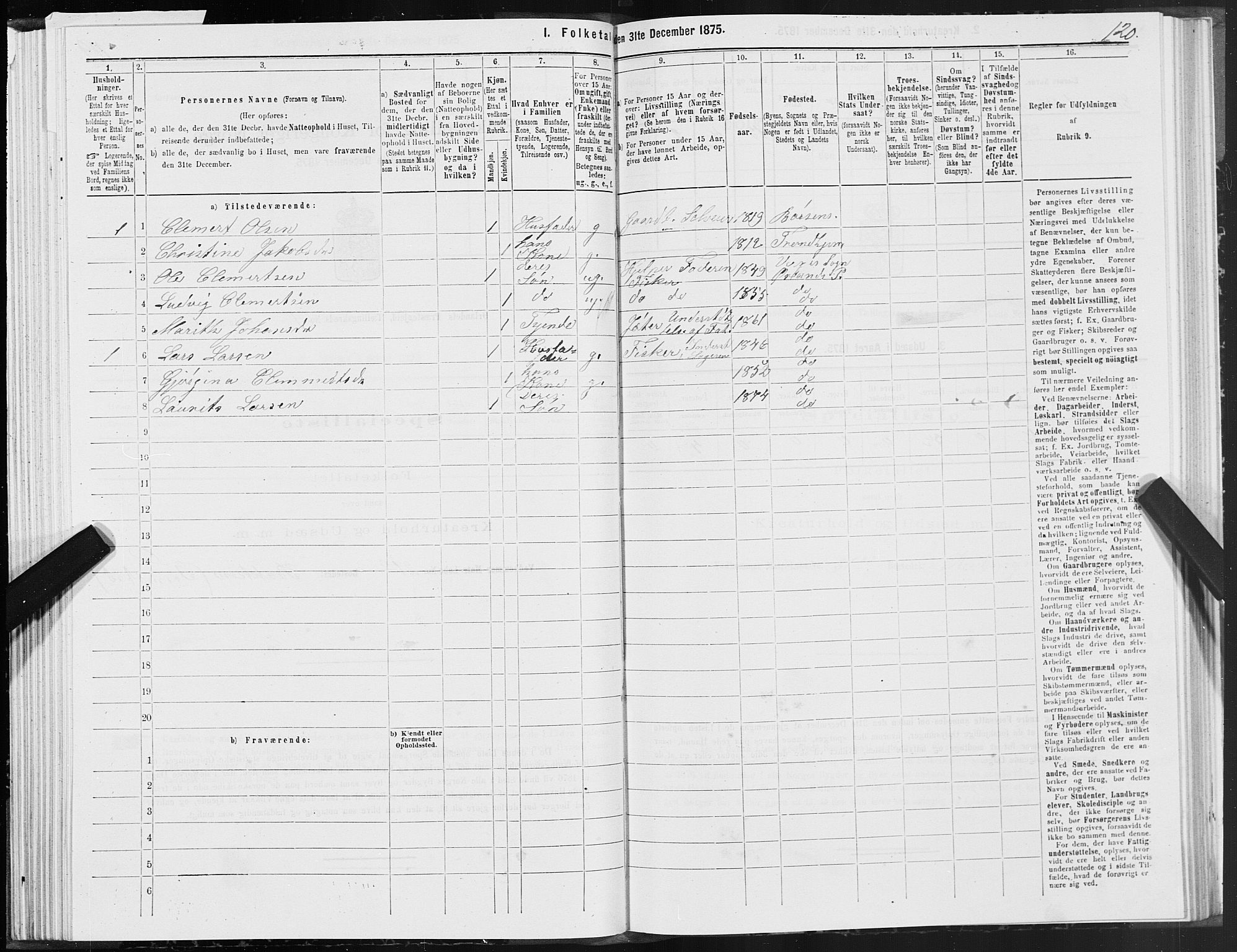 SAT, 1875 census for 1621P Ørland, 1875, p. 1120
