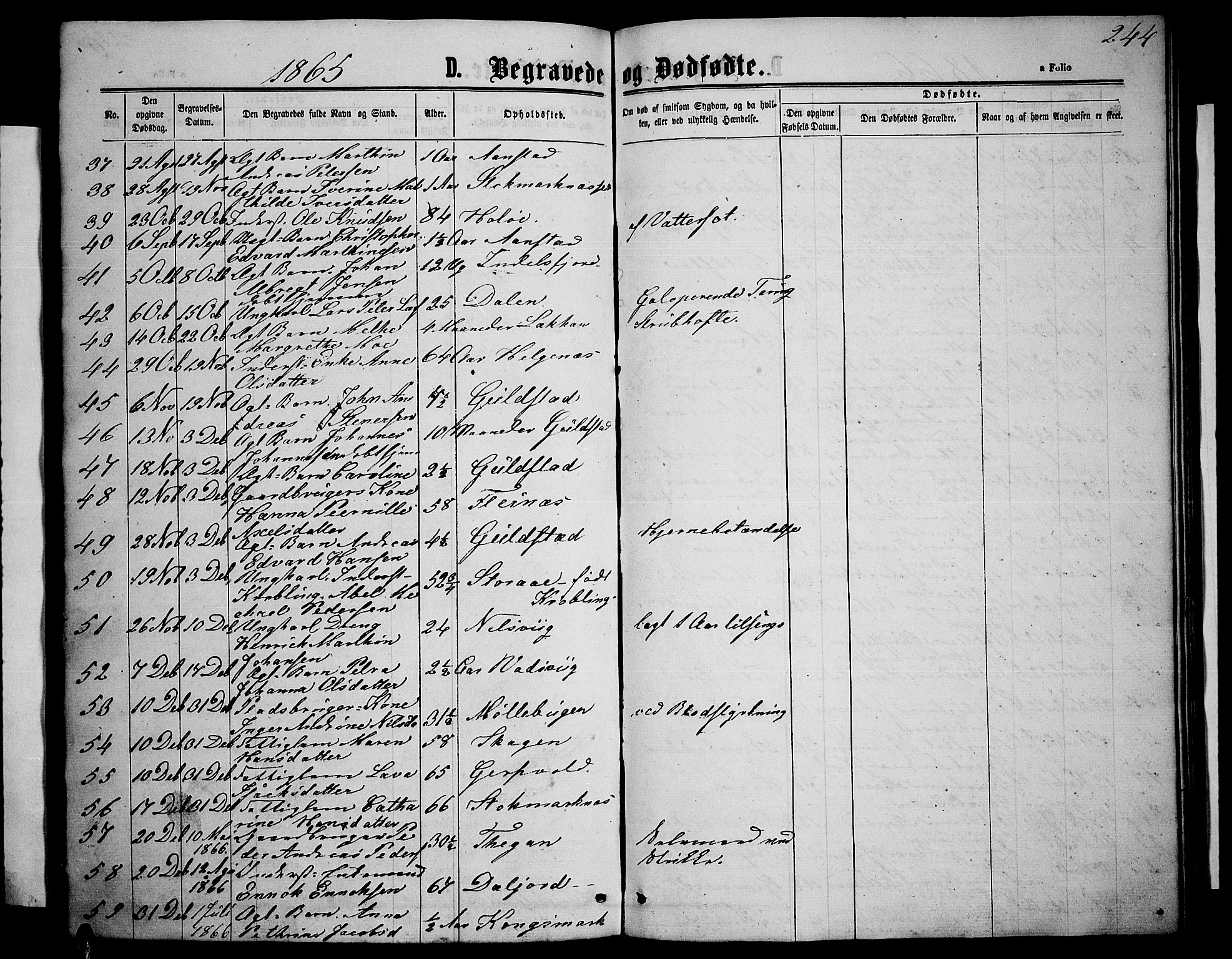 Ministerialprotokoller, klokkerbøker og fødselsregistre - Nordland, AV/SAT-A-1459/888/L1266: Parish register (copy) no. 888C04, 1864-1877, p. 244