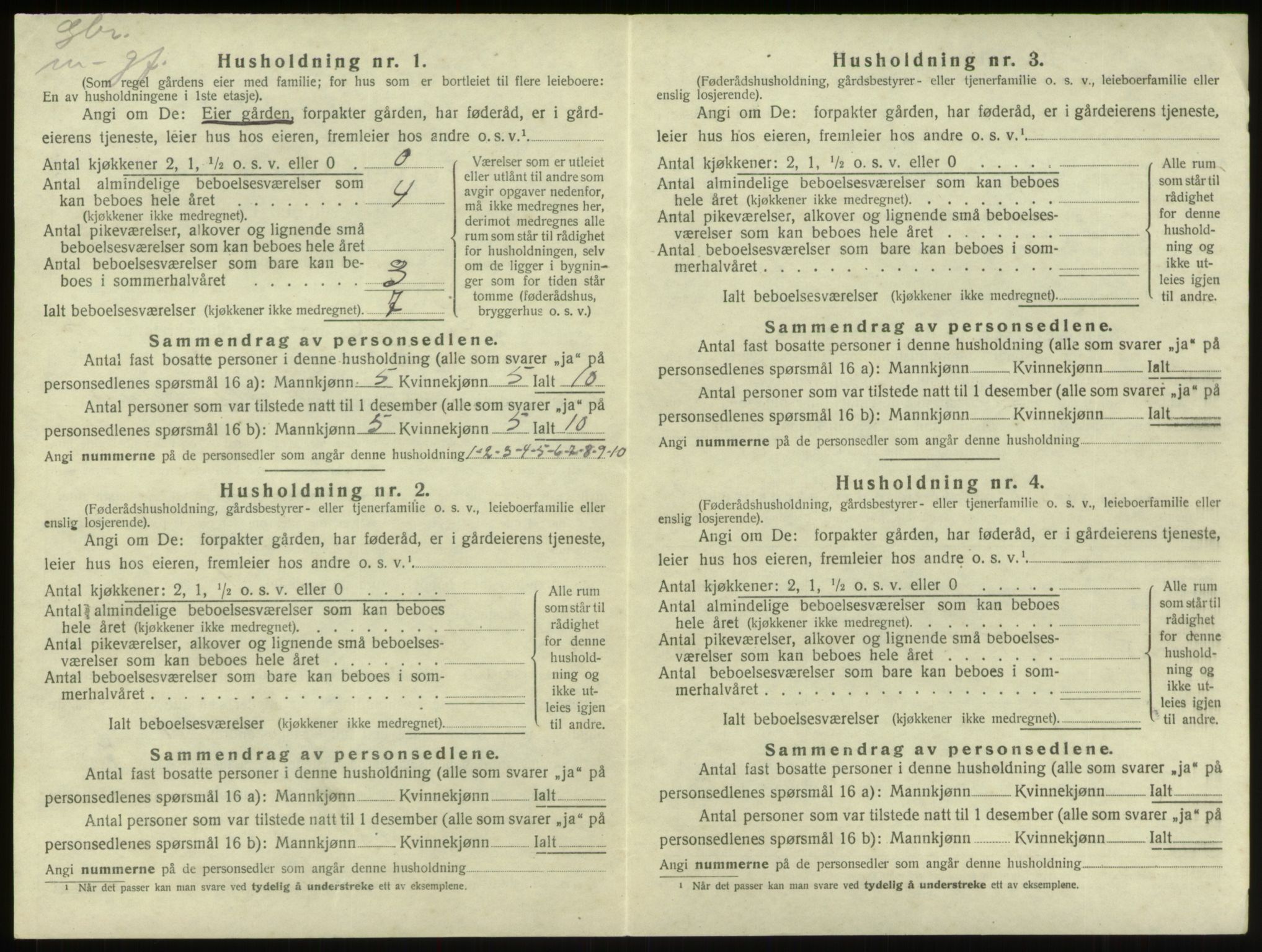 SAB, 1920 census for Innvik, 1920, p. 954