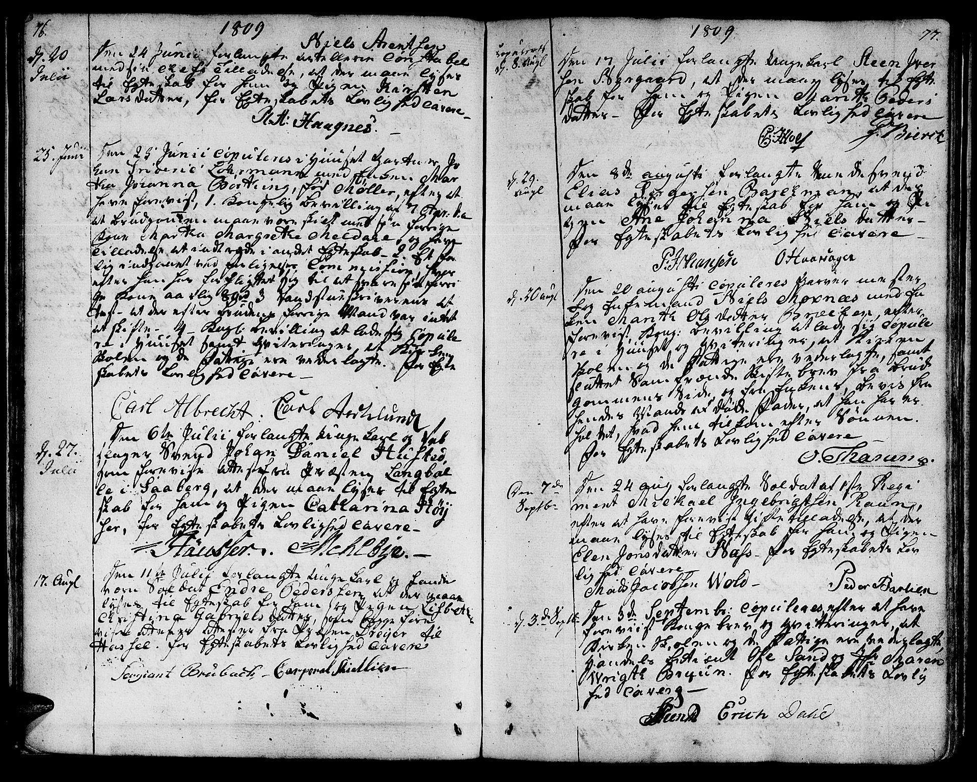 Ministerialprotokoller, klokkerbøker og fødselsregistre - Sør-Trøndelag, AV/SAT-A-1456/601/L0042: Parish register (official) no. 601A10, 1802-1830, p. 76-77