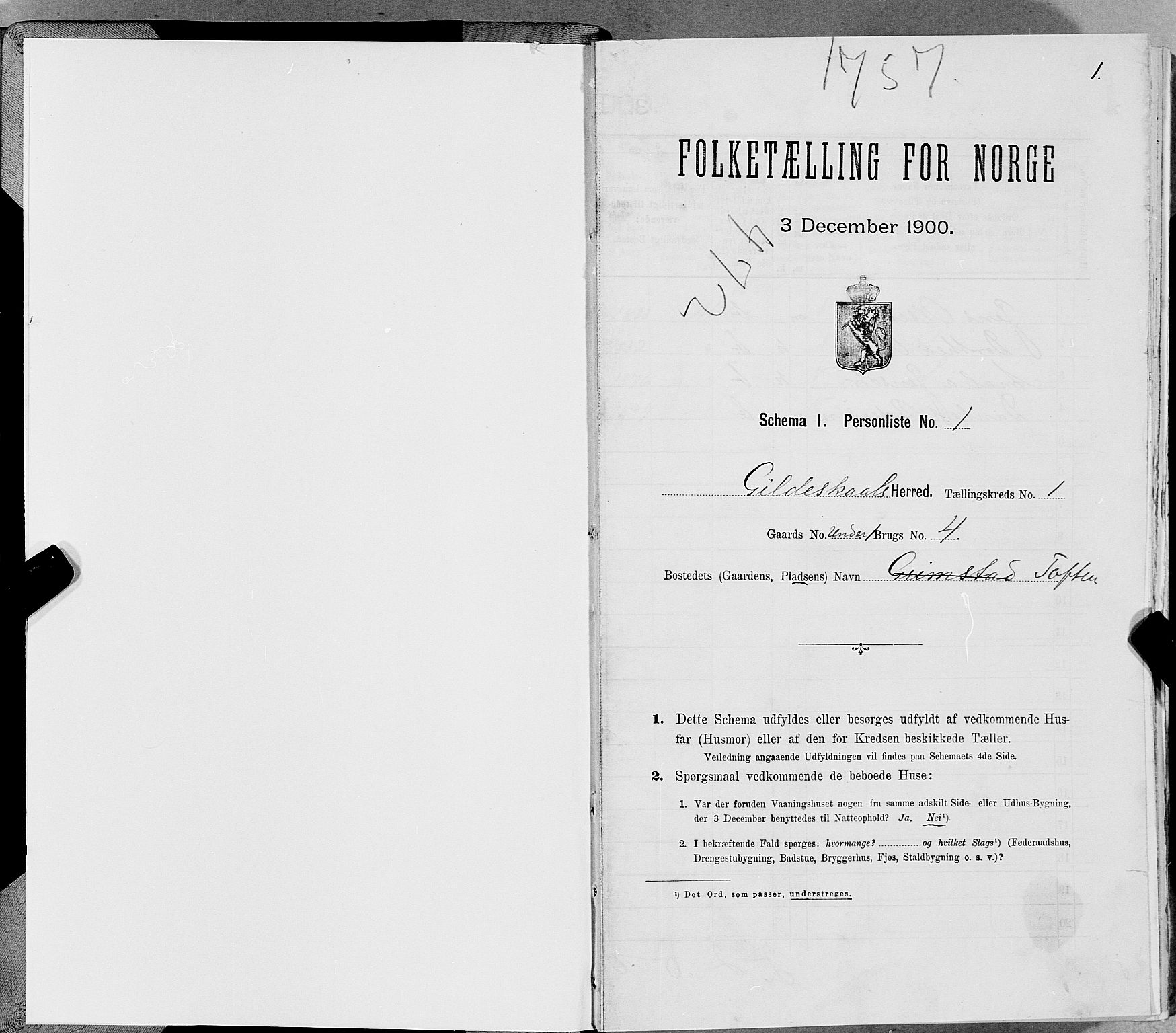 SAT, 1900 census for Gildeskål, 1900, p. 44