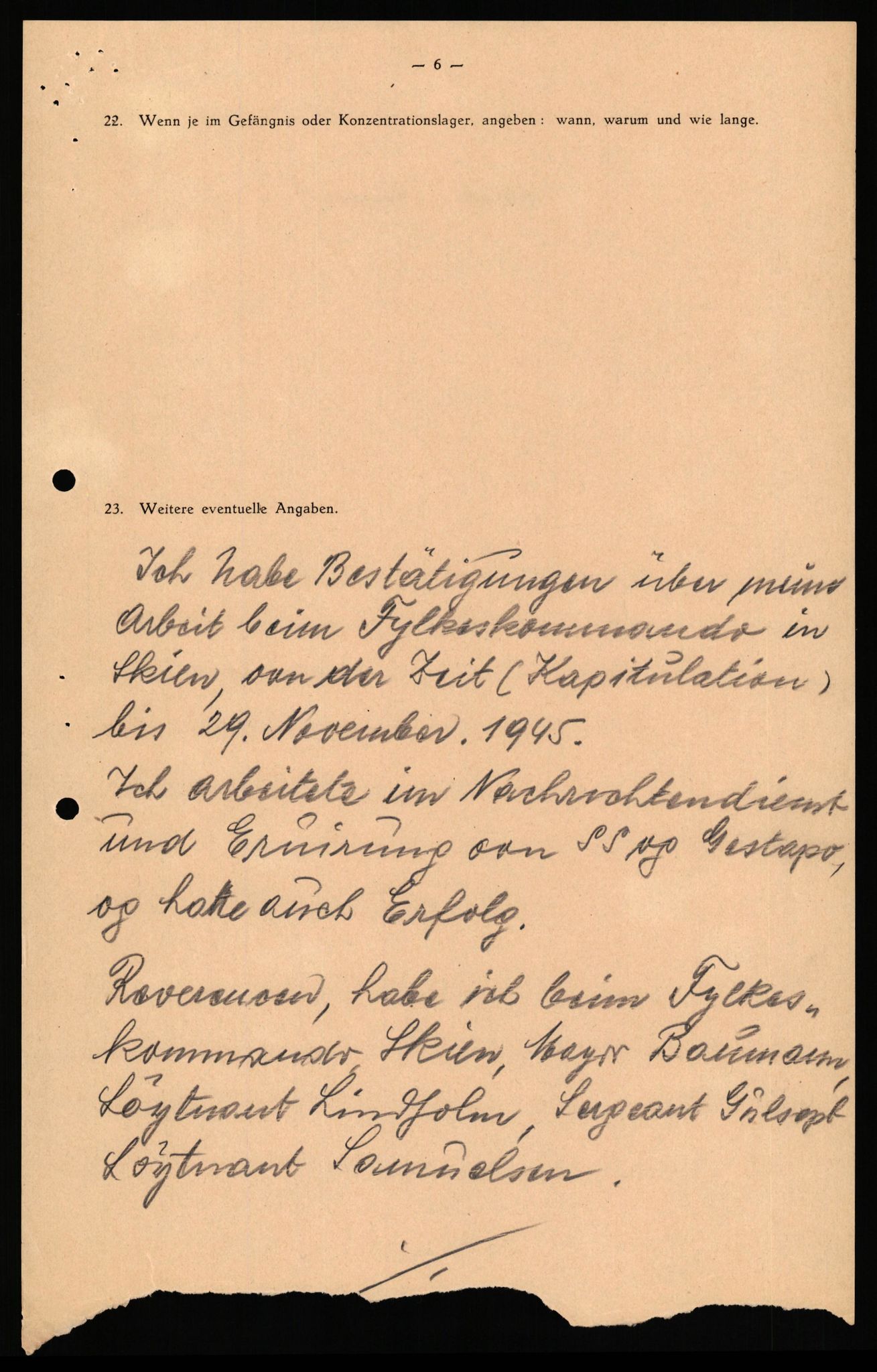 Forsvaret, Forsvarets overkommando II, AV/RA-RAFA-3915/D/Db/L0040: CI Questionaires. Tyske okkupasjonsstyrker i Norge. Østerrikere., 1945-1946, p. 309