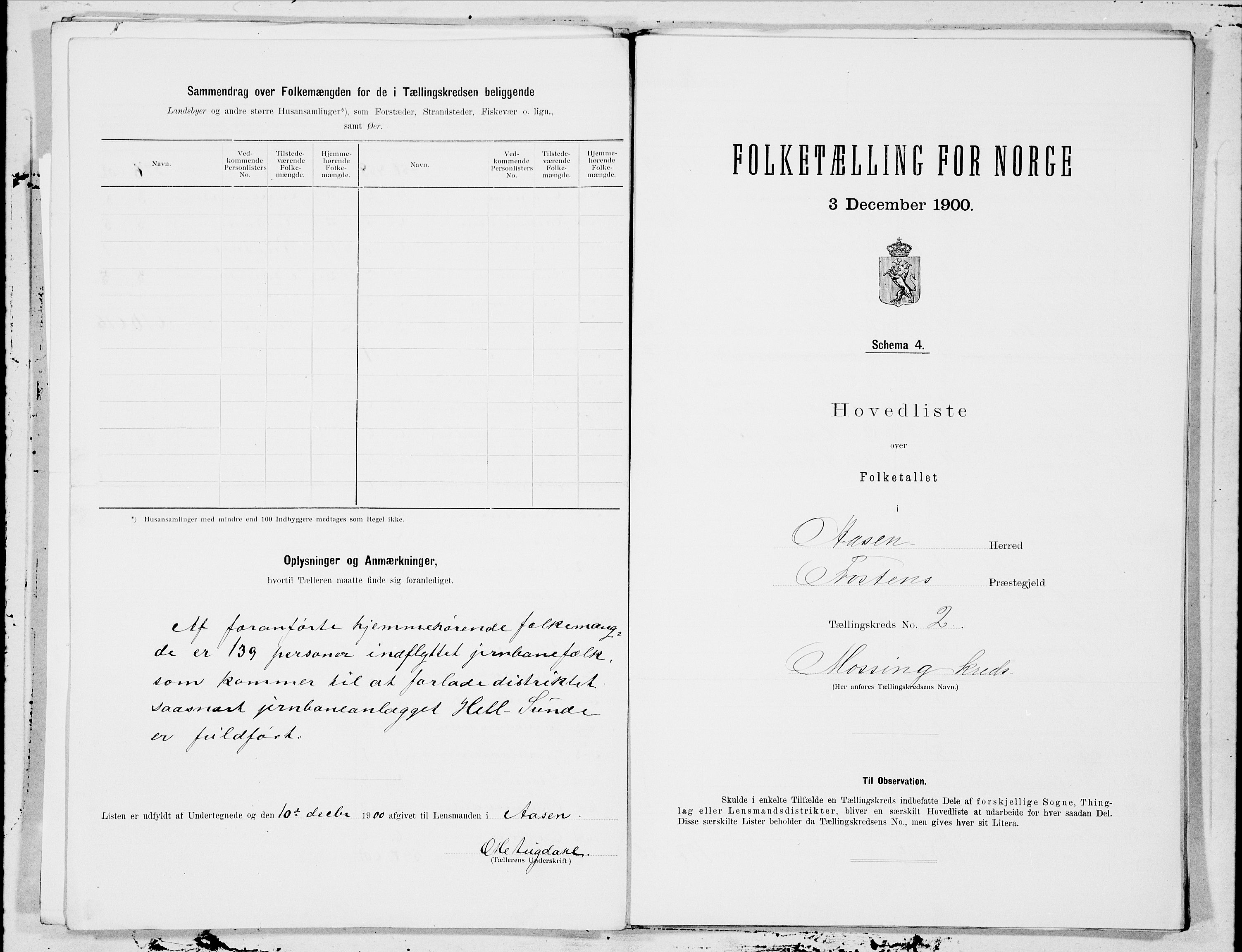 SAT, 1900 census for Åsen, 1900, p. 4