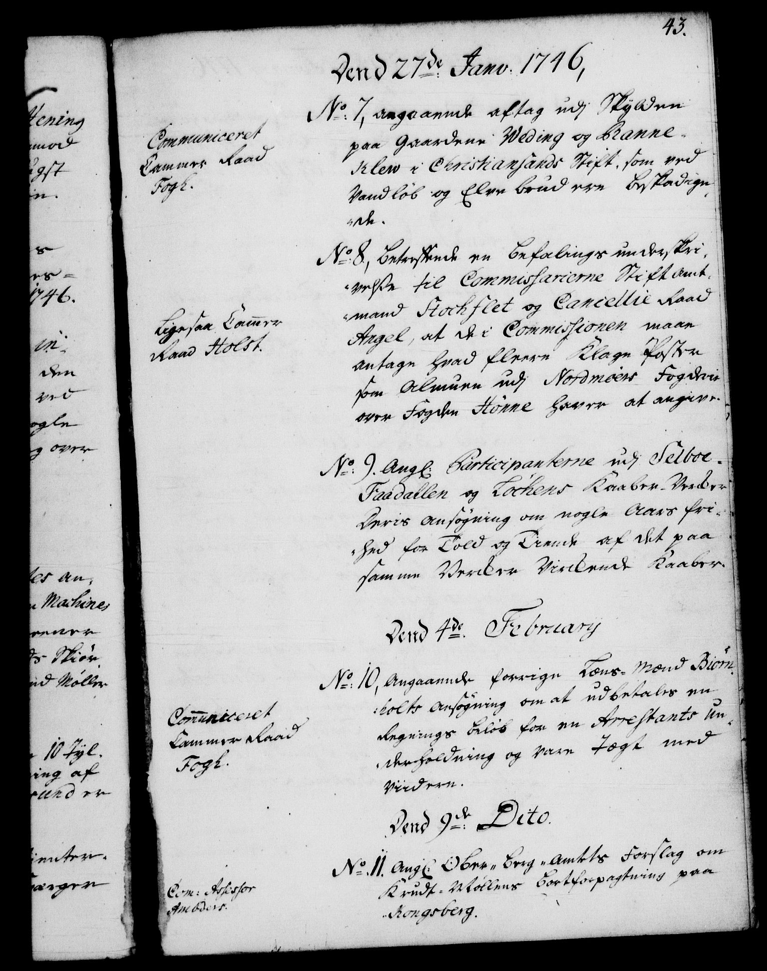 Rentekammeret, Kammerkanselliet, RA/EA-3111/G/Gf/Gfb/L0005: Register til norske relasjons- og resolusjonsprotokoller (merket RK 52.100), 1744-1754, p. 43