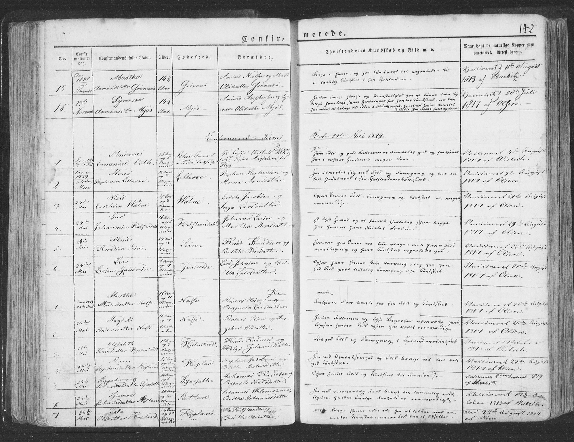 Hosanger sokneprestembete, AV/SAB-A-75801/H/Haa: Parish register (official) no. A 6, 1824-1835, p. 142