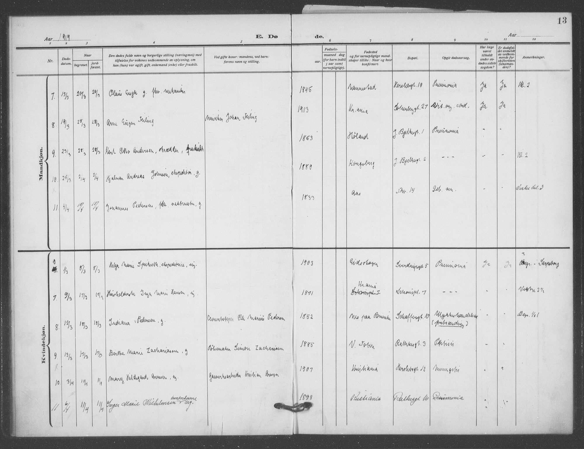 Matteus prestekontor Kirkebøker, AV/SAO-A-10870/F/Fa/L0004: Parish register (official) no. 4, 1917-1938, p. 13