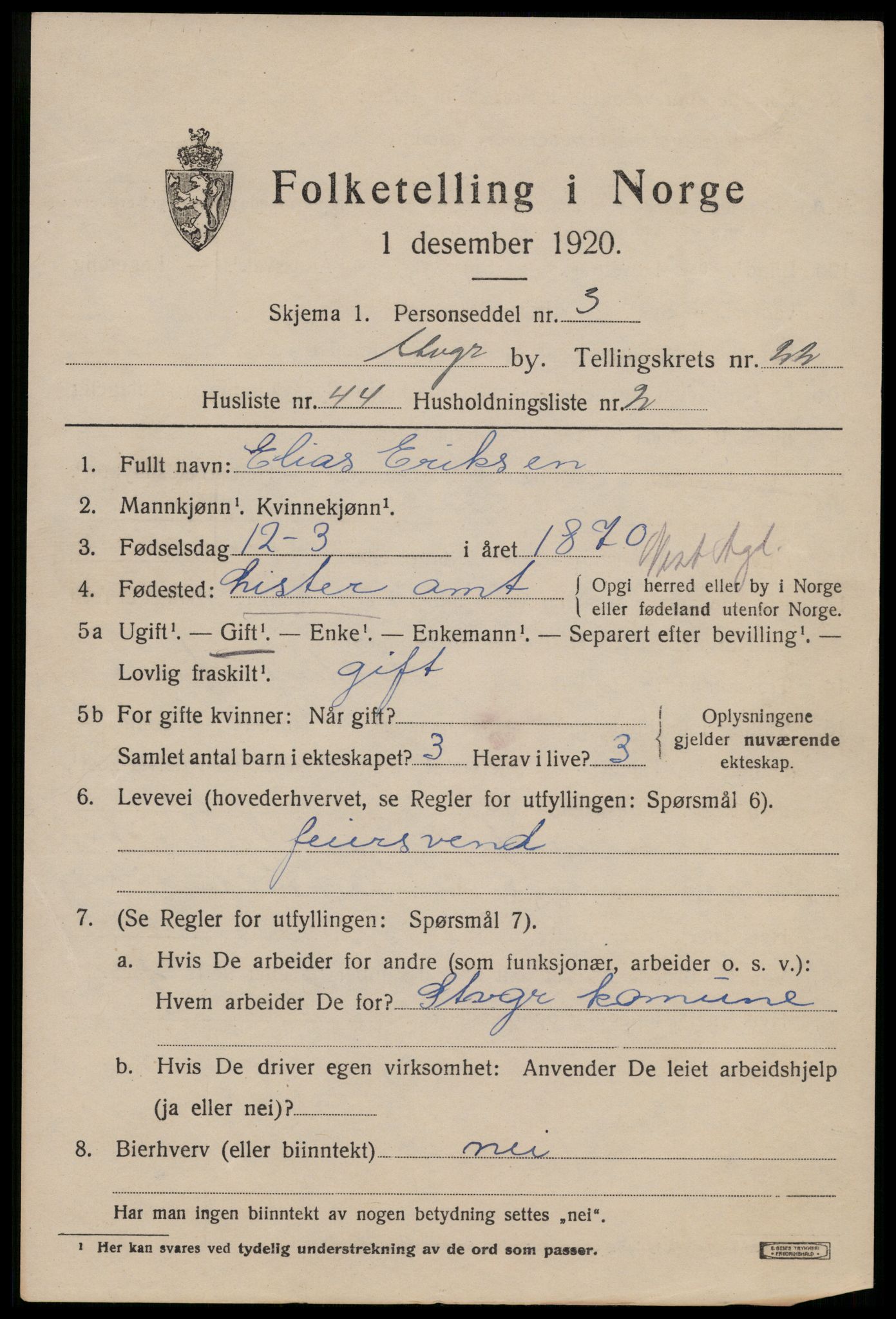 SAST, 1920 census for Stavanger, 1920, p. 74368