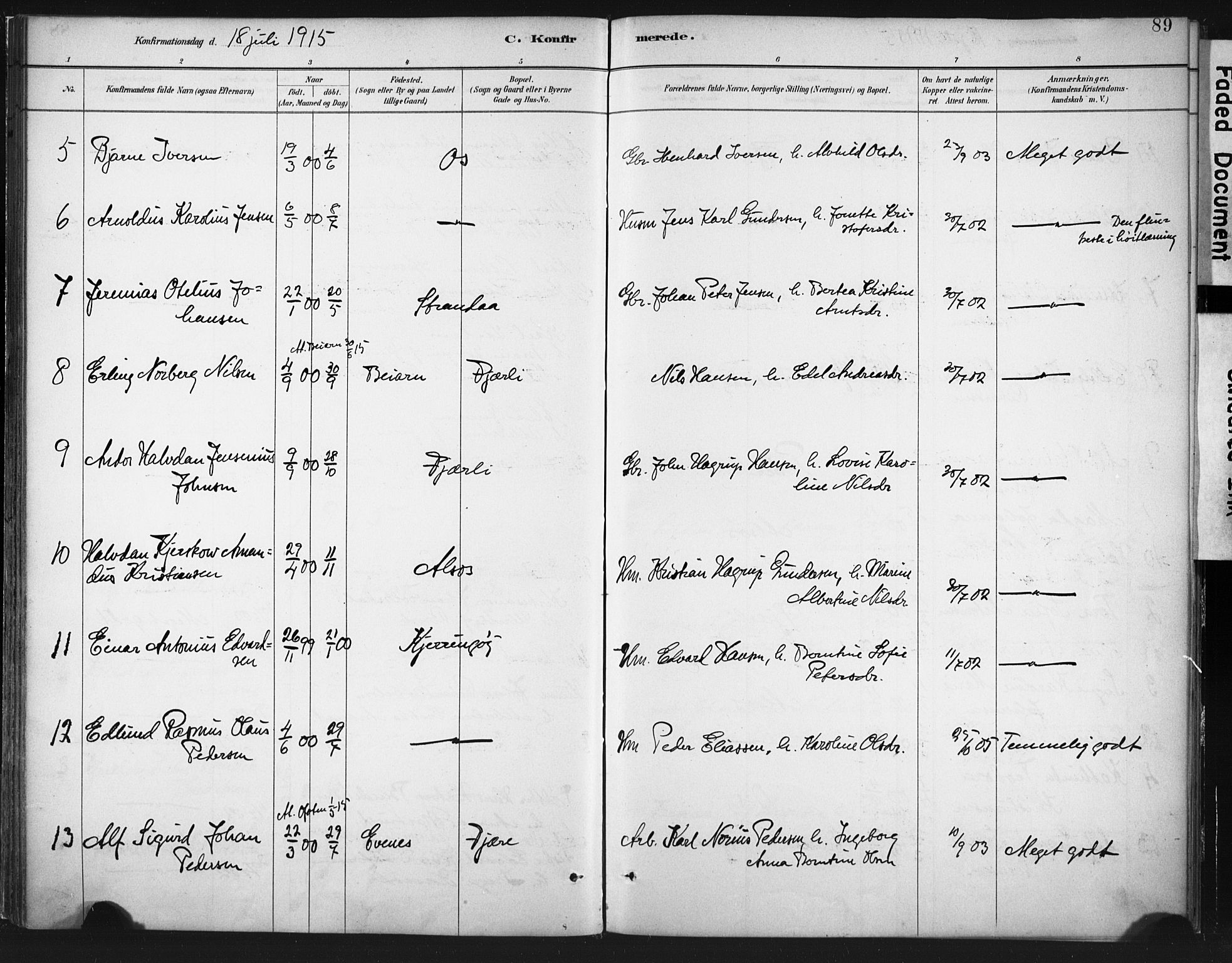 Ministerialprotokoller, klokkerbøker og fødselsregistre - Nordland, AV/SAT-A-1459/803/L0071: Parish register (official) no. 803A01, 1881-1897, p. 89