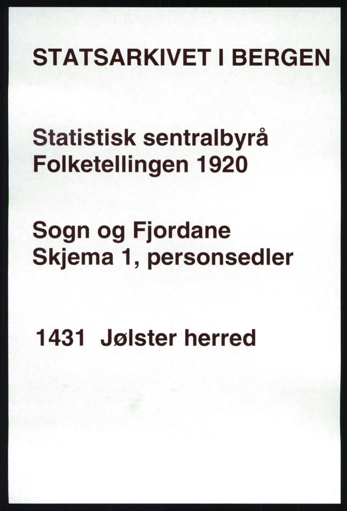 SAB, 1920 census for Jølster, 1920, p. 992