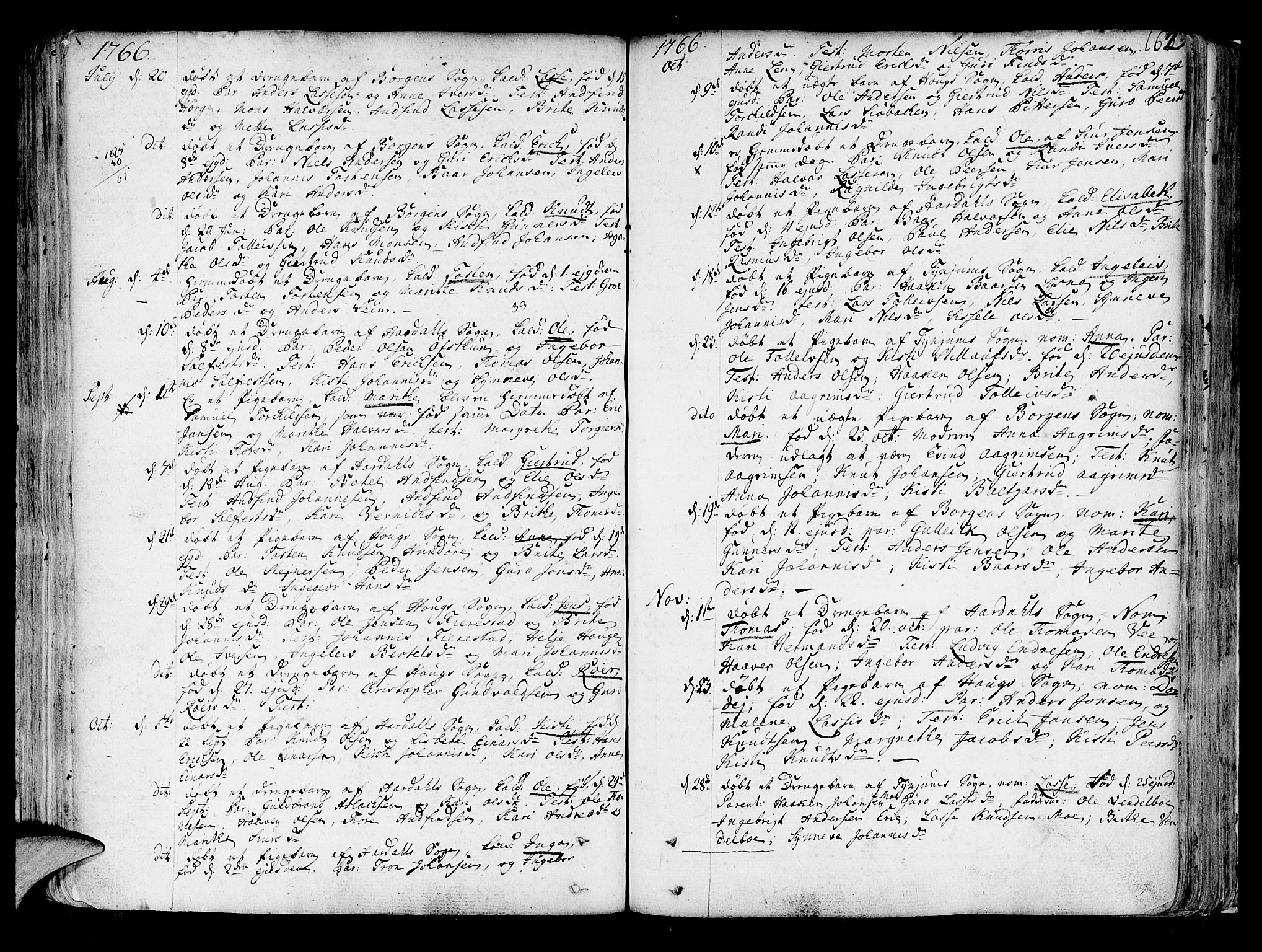 Lærdal sokneprestembete, SAB/A-81201: Parish register (official) no. A 2, 1752-1782, p. 162