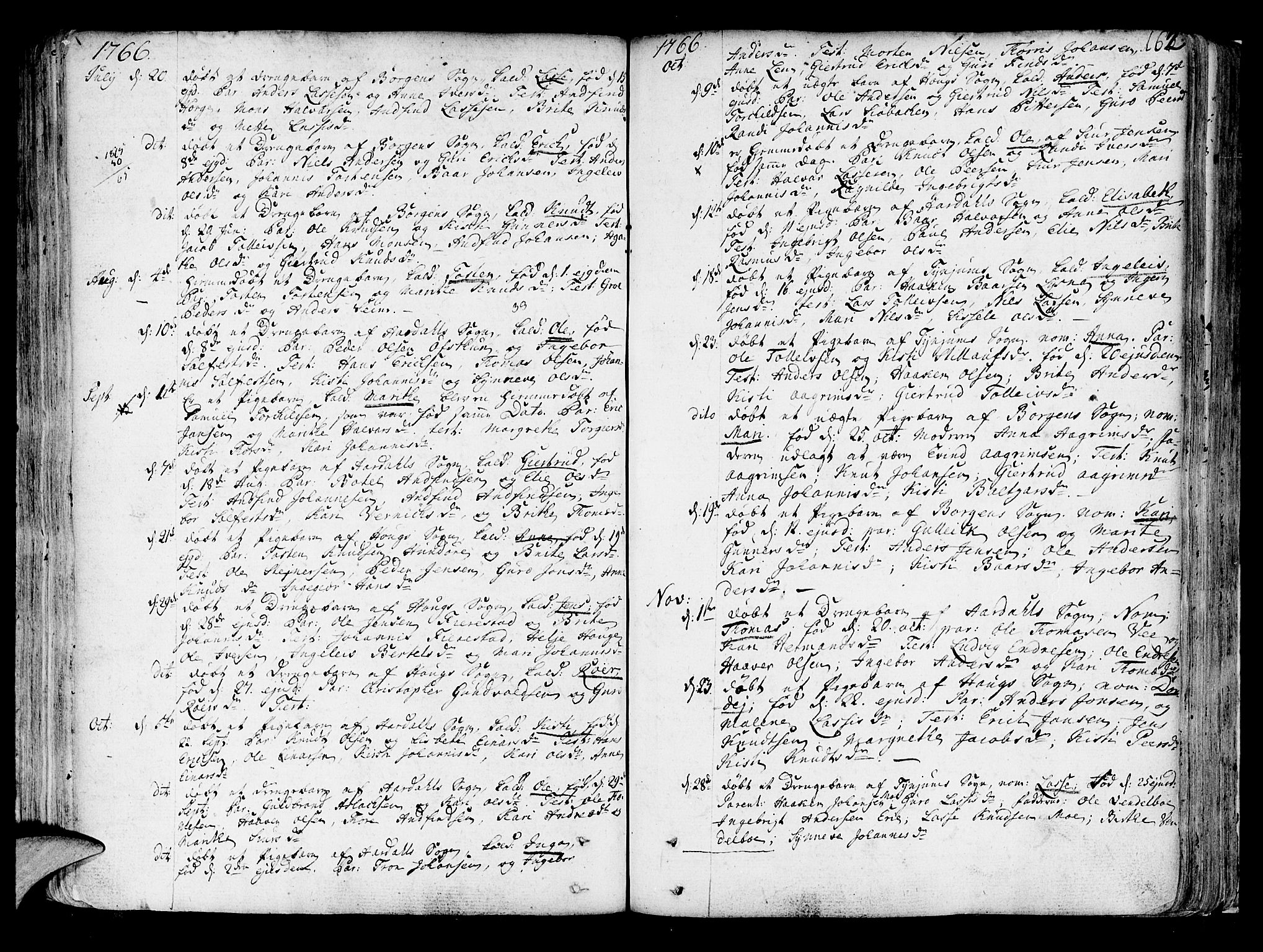 Lærdal sokneprestembete, AV/SAB-A-81201: Parish register (official) no. A 2, 1752-1782, p. 162