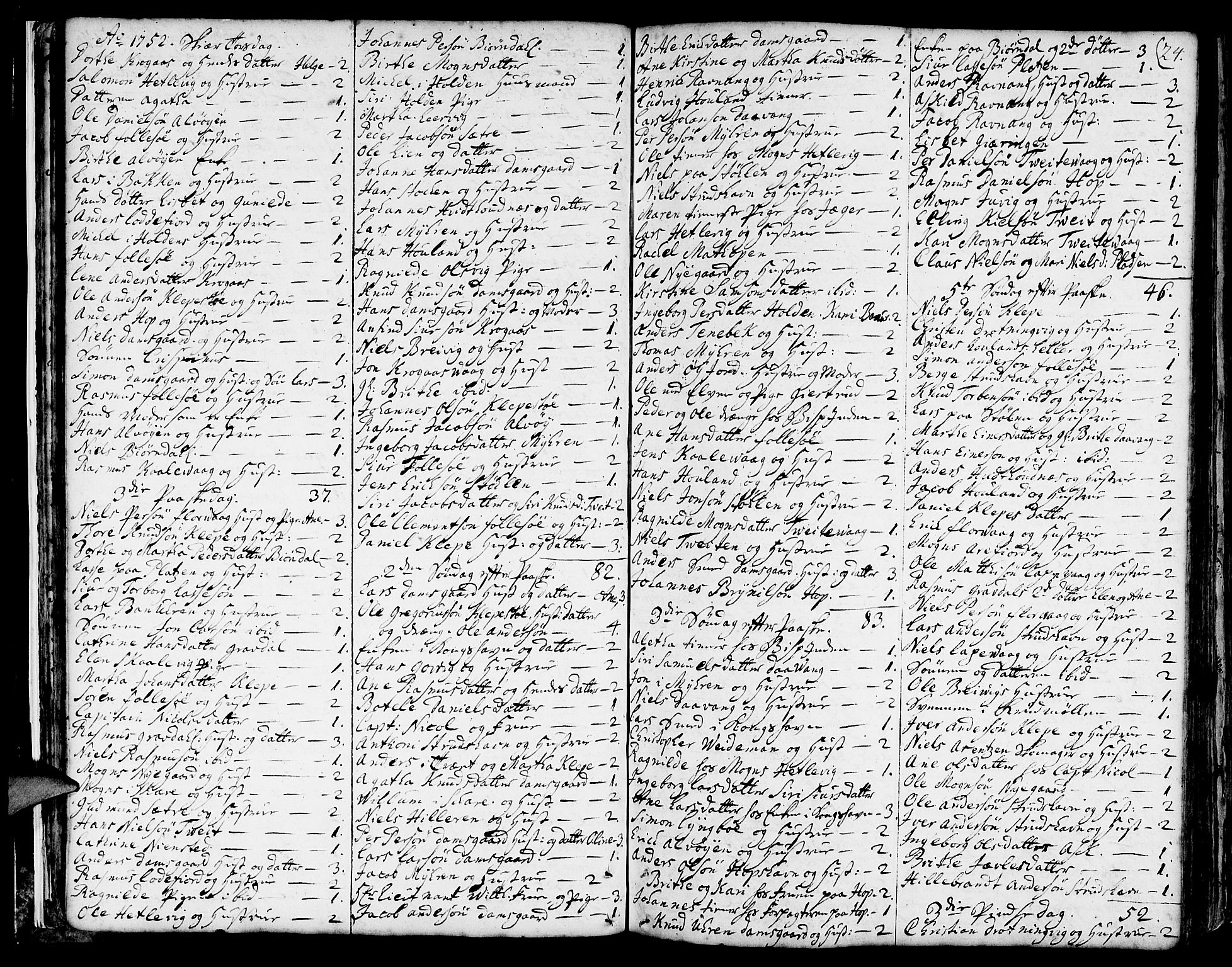 Askøy Sokneprestembete, SAB/A-74101/H/Ha/Haa/Haaa/L0001: Parish register (official) no. A 1, 1742-1818, p. 24