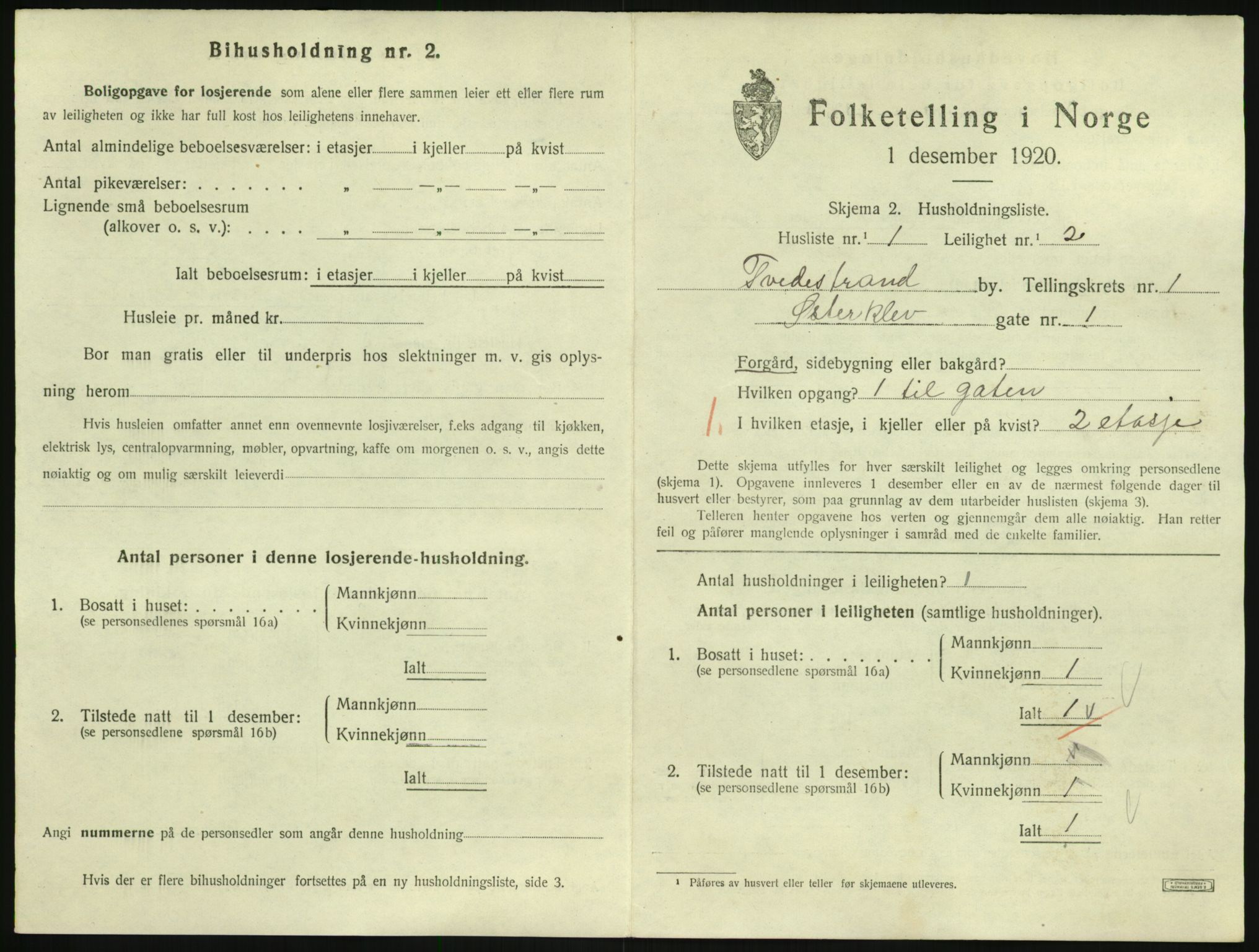 SAK, 1920 census for Tvedestrand, 1920, p. 605