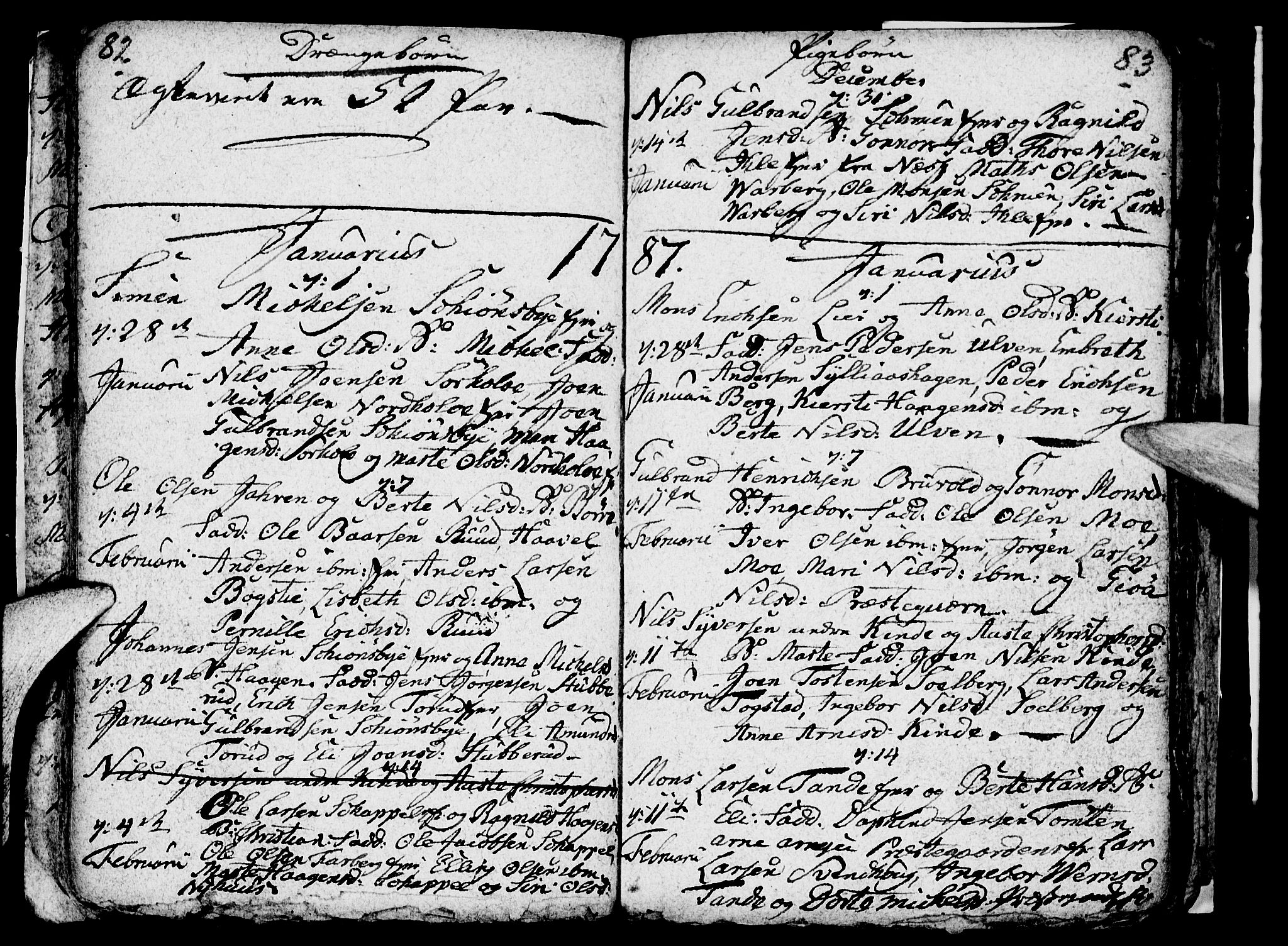 Ringsaker prestekontor, AV/SAH-PREST-014/I/Ia/L0005/0004: Parish register draft no. 5.4, 1785-1789, p. 82-83