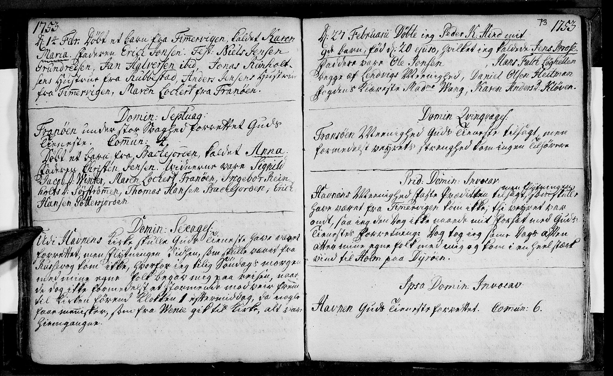 Ibestad sokneprestembete, SATØ/S-0077/H/Ha/Haa/L0001kirke: Parish register (official) no. 1, 1744-1757, p. 73