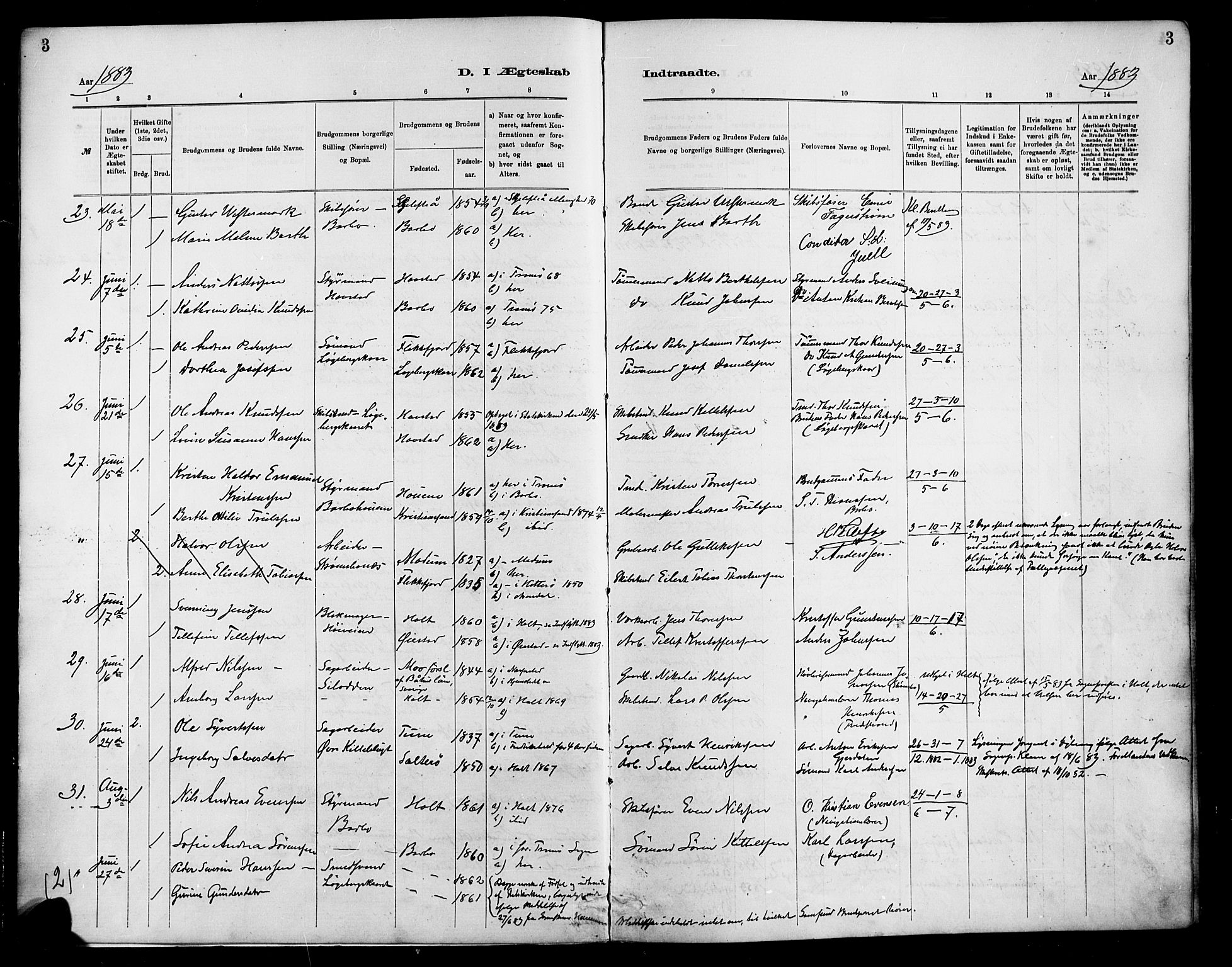 Barbu sokneprestkontor, AV/SAK-1111-0003/F/Fa/L0003: Parish register (official) no. A 3, 1883-1898, p. 3