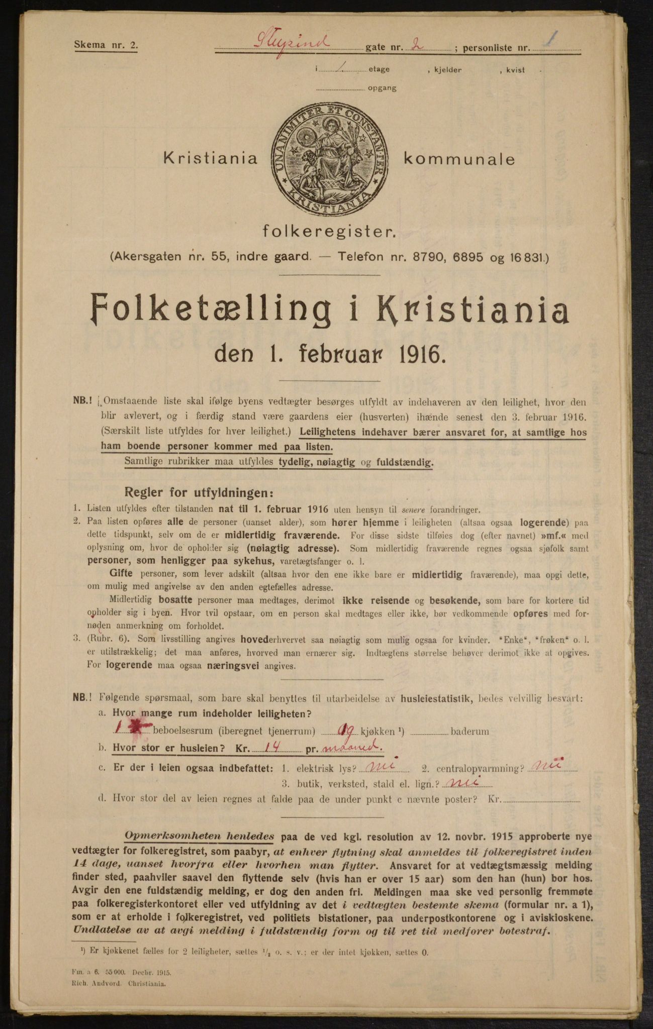 OBA, Municipal Census 1916 for Kristiania, 1916, p. 107297